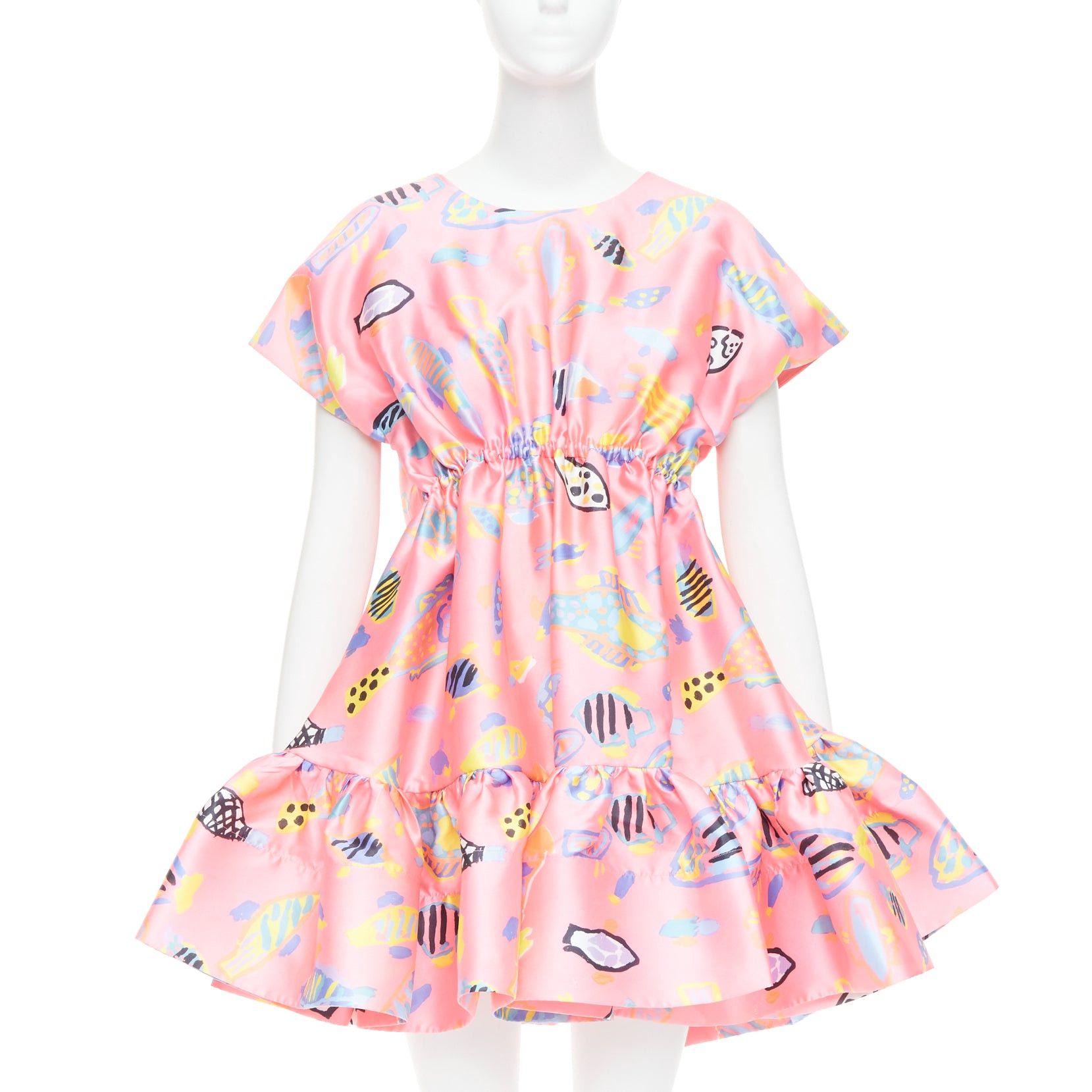 Other ROMANCE WAS BORN Ken Done pink multicolor illustration print babydoll dress S Size S / US 4 / IT 40 - 1 Thumbnail