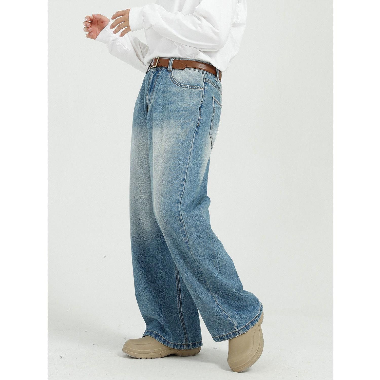 Vintage Blue Baggy Washed Wide Leg Denim Jeans Size US 32 / EU 48 - 4 Thumbnail