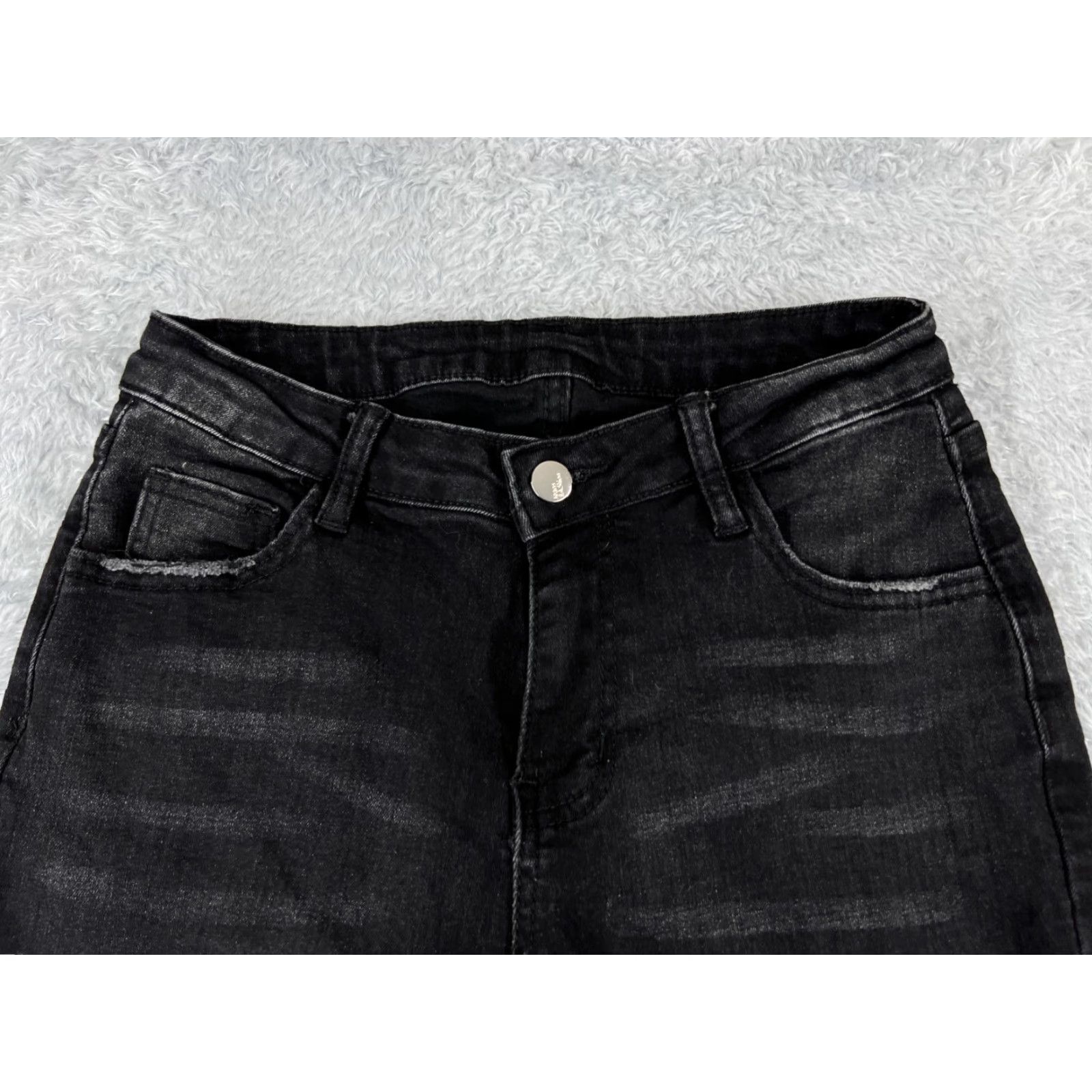 Shein Vintage SheIn Black Denim Flare Jeans Womens Size 4 Mid Rise Stretch Cotton Blend Fall Summer Size 27" / US 4 / IT 40 - 4 Thumbnail