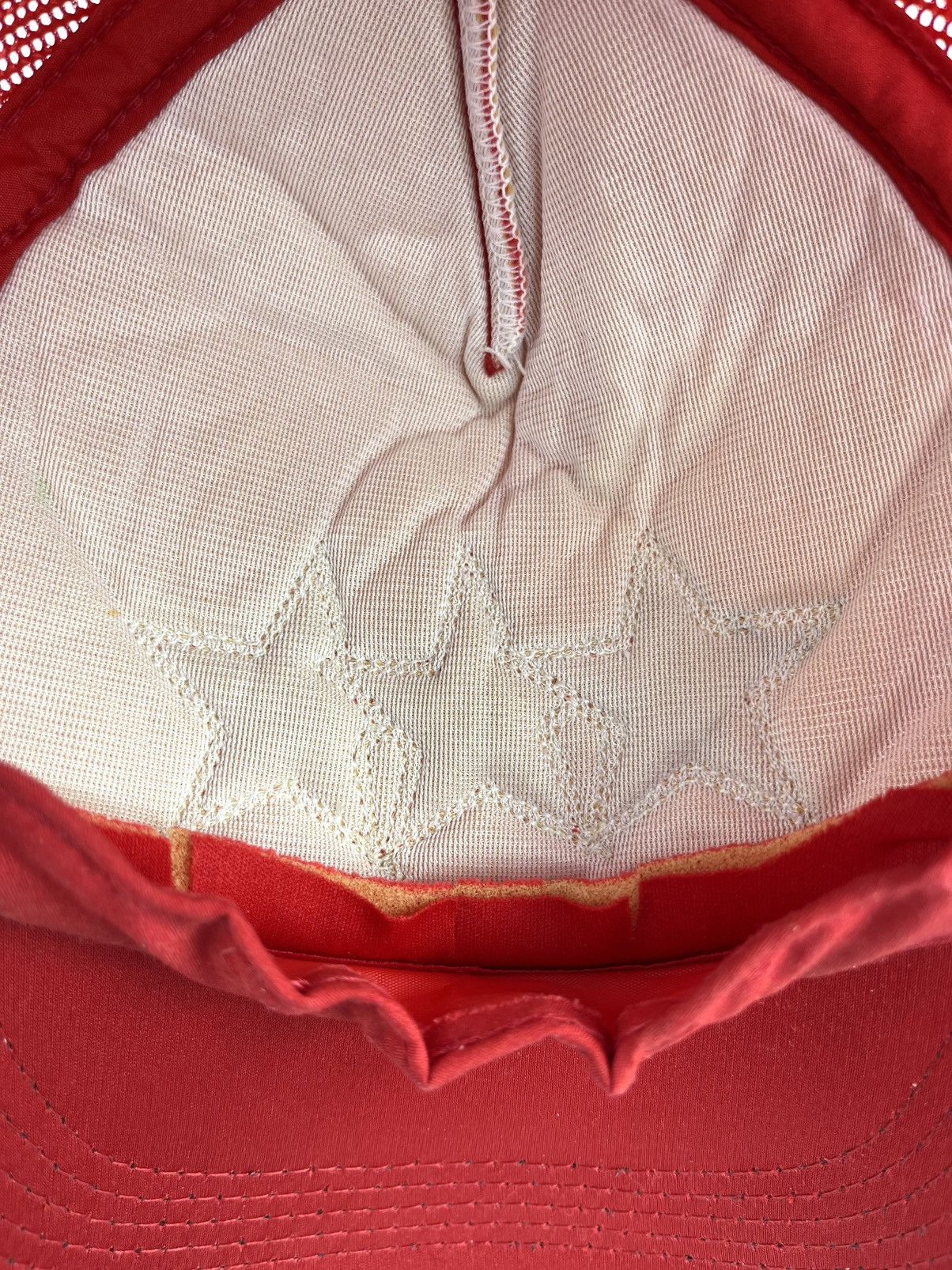 Chrome Hearts × Vintage Chrome Hearts Triple Star Leather Patch Red Trucker Hat Size ONE SIZE - 9 Thumbnail
