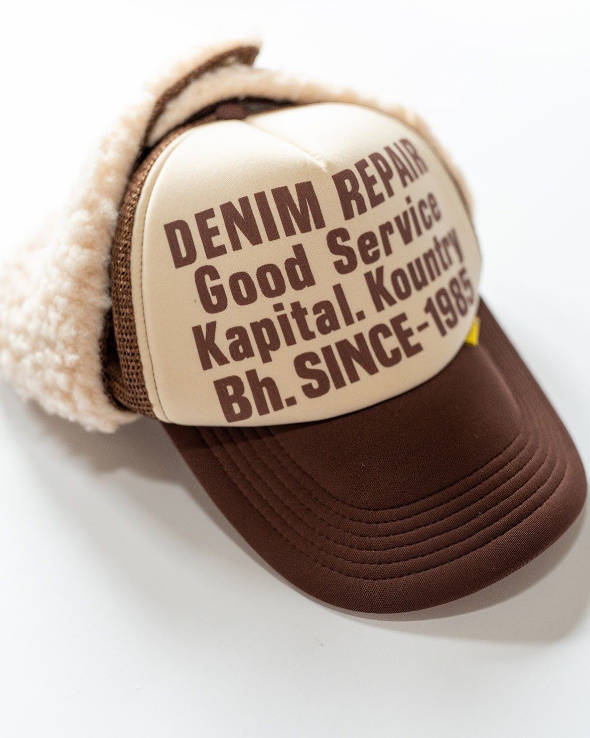 Kapital KAPITAL Denim Repair Service Lumber Trucker Cap - Brown Size ONE SIZE - 1 Thumbnail