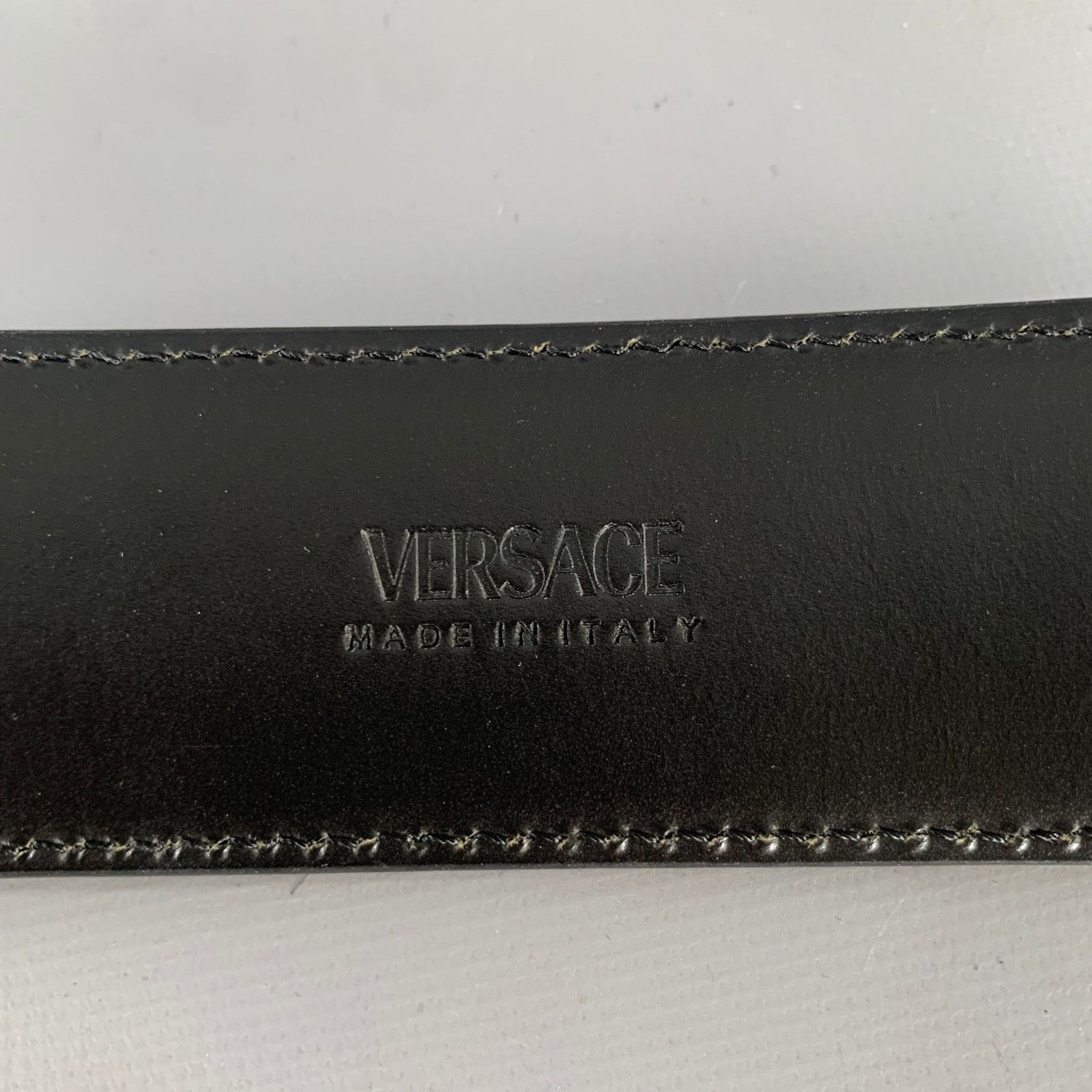Versace VERSACE Size 36 Black Gold Greca Goddess Leather Belt Size 36 - 5 Thumbnail