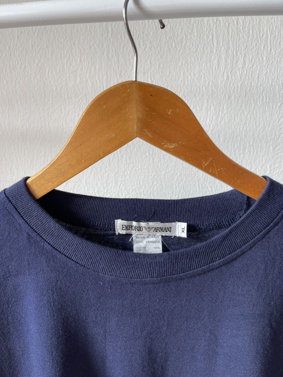 Emporio Armani × Giorgio Armani 80s Emporio Armani Spellout T Shirt Size US XL / EU 56 / 4 - 5 Thumbnail