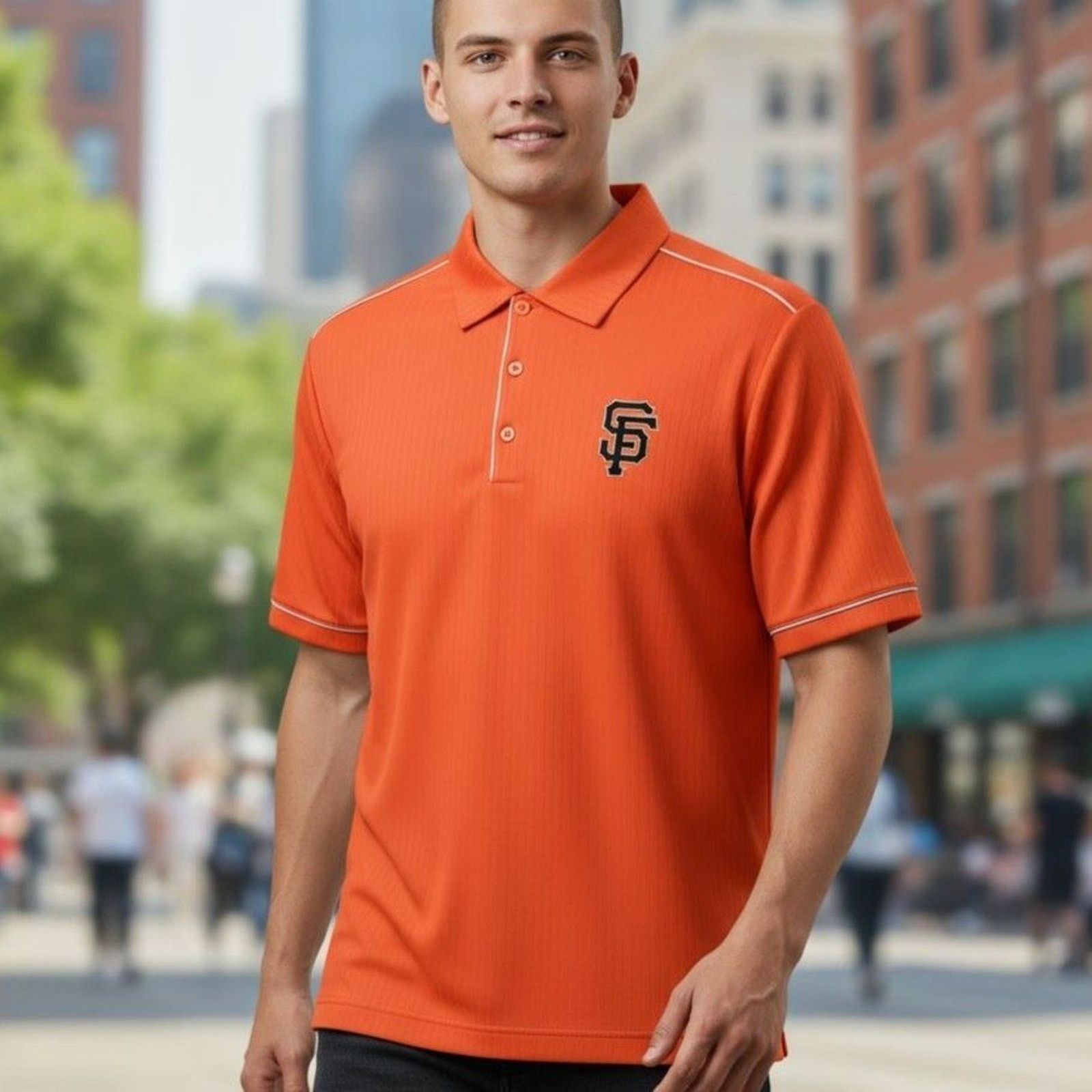 Antigua NWT San Francisco Giants Men's Antigua Polo Orange Size S Size US S / EU 44-46 / 1 - 1 Thumbnail