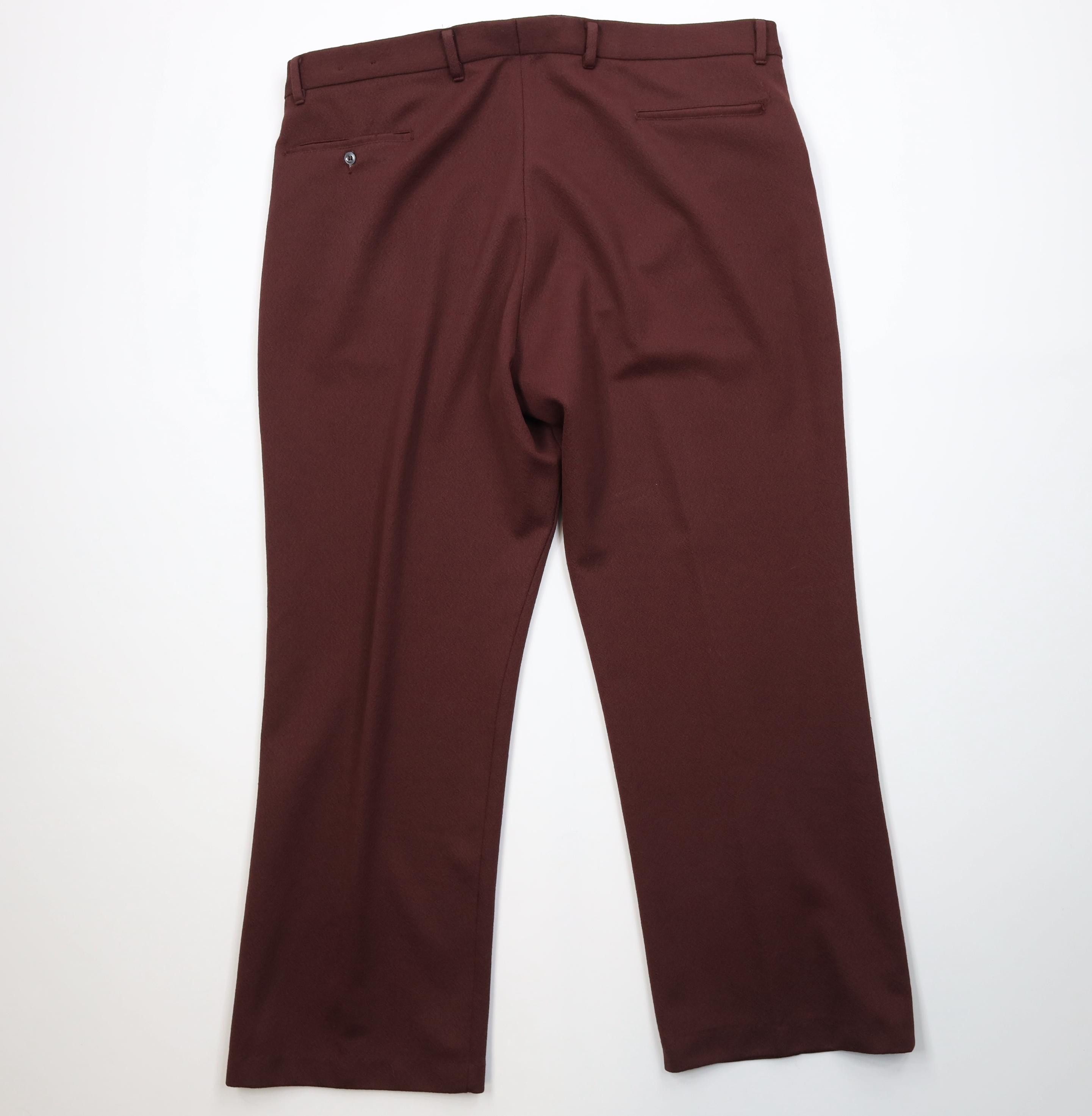 Vintage Vintage 70s Streetwear Wide Leg Chino Pants Burgundy USA Size US 40 / EU 56 - 10 Thumbnail