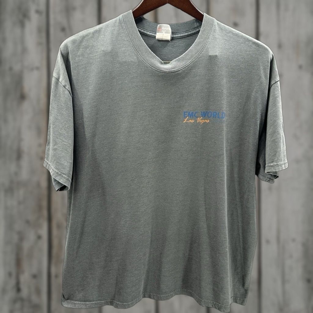 Hanes VINTAGE Hanes T-Shirt Shirt Mens XL Gray 90s Retro EMC World Las Vegas 2008 Double-Sided Beefy Tee Size US XL / EU 56 / 4 - 1 Thumbnail