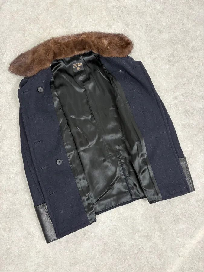 Jean Paul Gaultier 2000s Jean Paul Gaultier Navy Wool Leather Cuff Blazer Size 40R - 7 Thumbnail