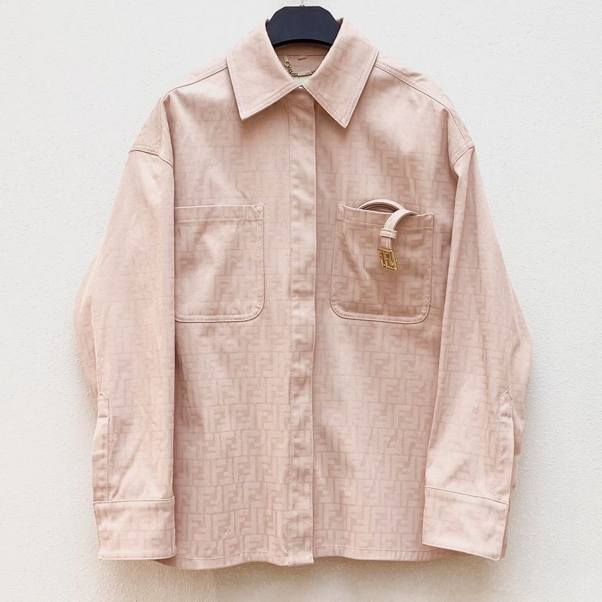 Fendi Fendi Orange-Pink Logo Monogram Cotton Collared Jacket Size M / US 6-8 / IT 42-44 - 1 Thumbnail