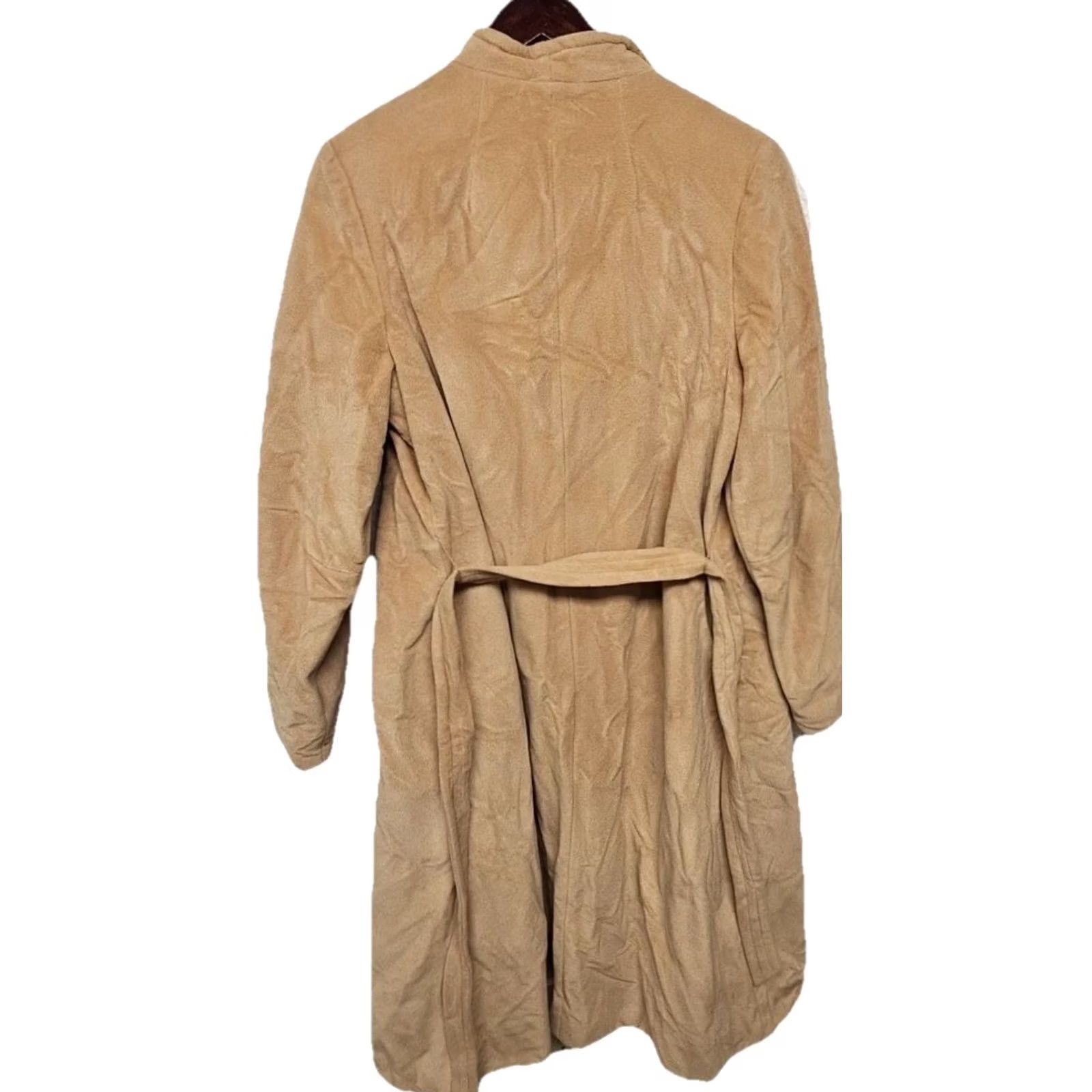 Vintage VINTAGE Betty Rose Coat Women Longline Faux Suede Trench Belted Beige Tan Lining Copper Satin 90s Y2K Womens Size M / US 6-8 / IT 42-44 - 6 Thumbnail