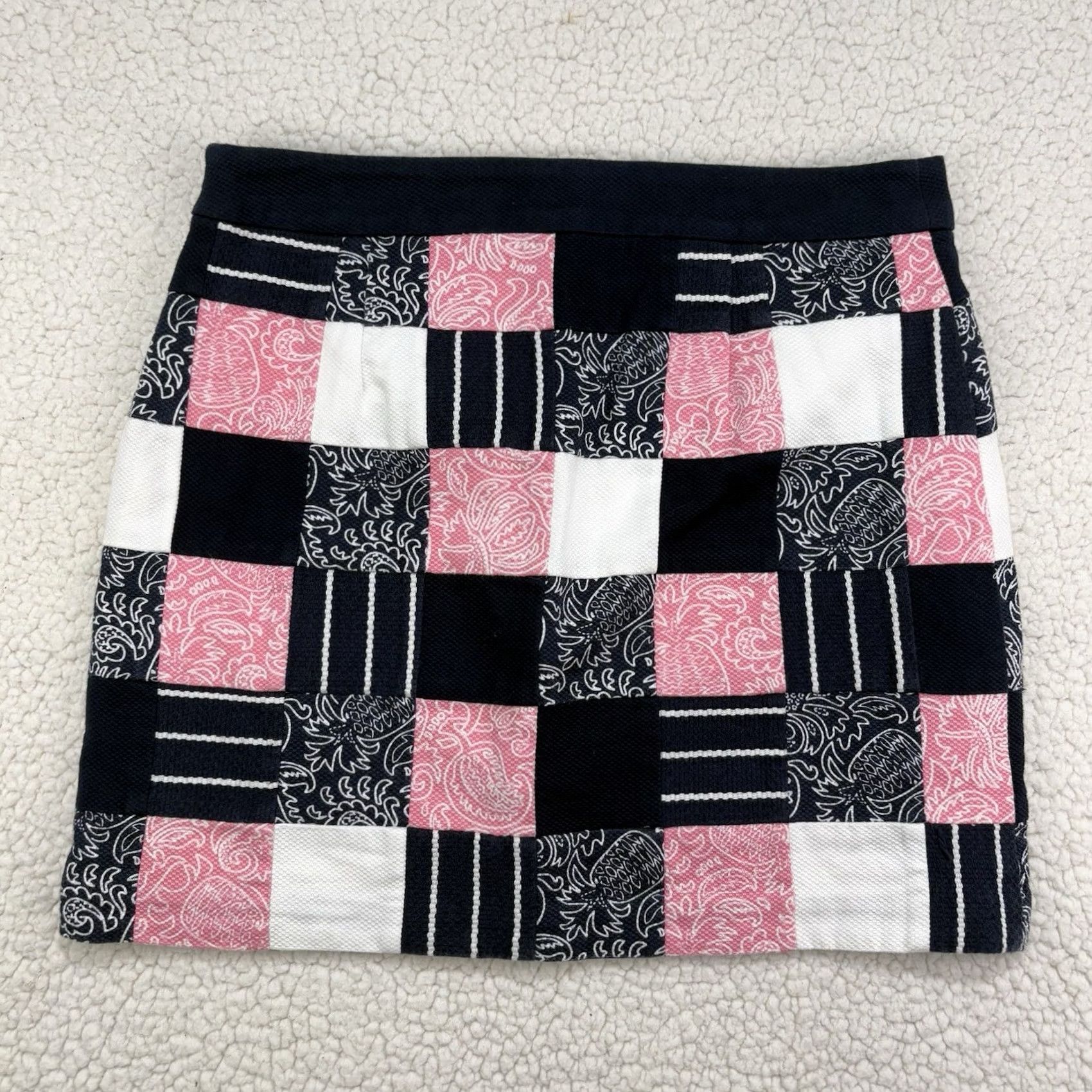 Vineyard Vines Vineyard Vines Skirt Womens 0 Mini Short Pink Navy White Paisley Stripe Multicolor Pattern Size 25" / US 0 / IT 36 - 4 Thumbnail