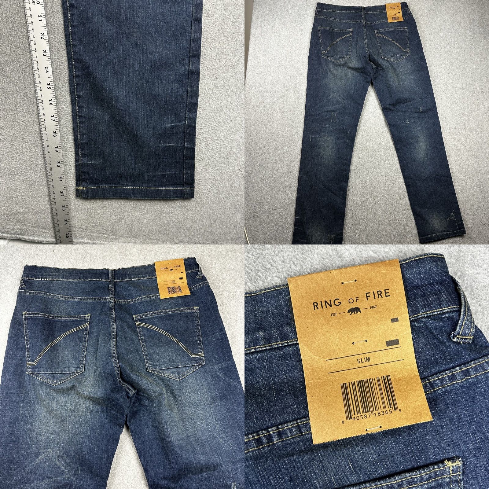 Ring Of Fire Ring of Fire Jeans Mens 36x32 Elan Denim Slim Hudson Distressed Stretch New Blue Block Patchwork Straight 90s Grunge Punk Mens Size US 36 / EU 52 - 8 Thumbnail