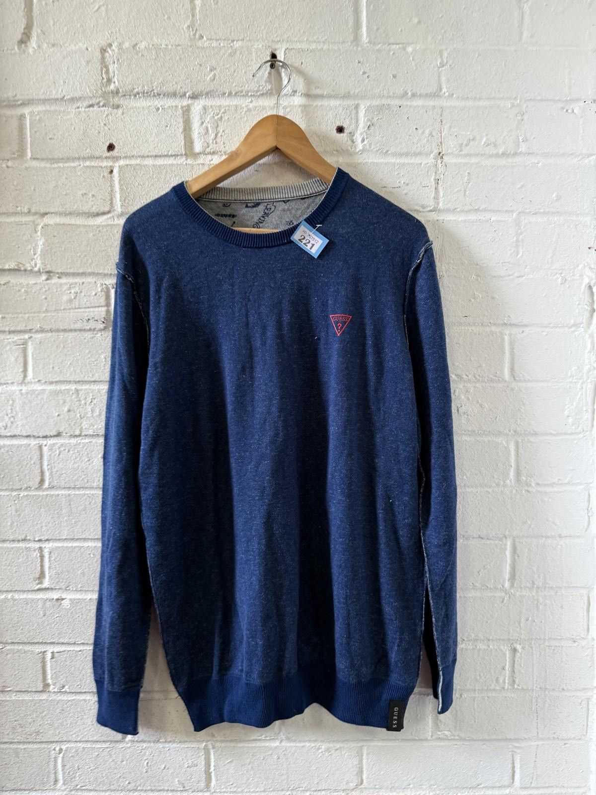 Guess Guess Men's Crew Neck Sweater Blue Size Medium Size US XL / EU 56 / 4 - 1 Thumbnail
