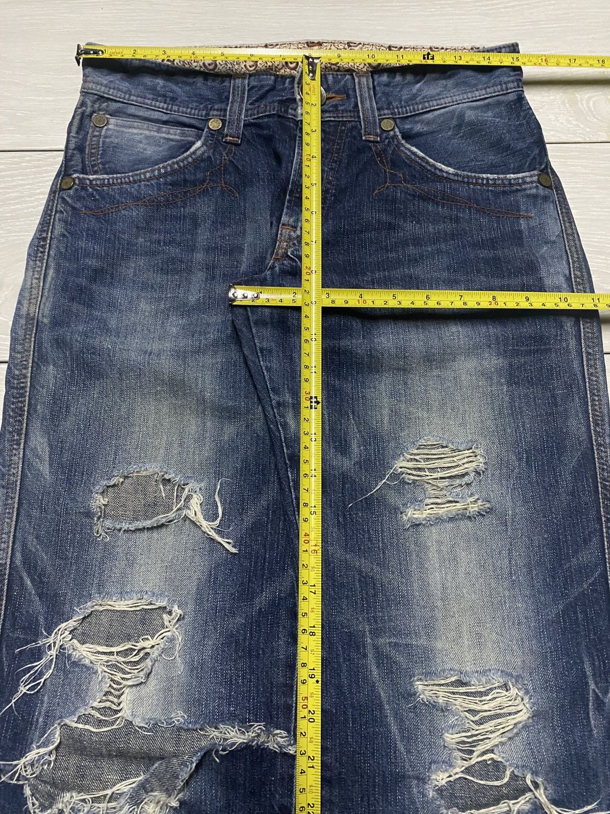 Junya Watanabe Edwin Blue Trip Thunder Faded Ripped Loose Jeans Size US 30 / EU 46 - 17 Thumbnail