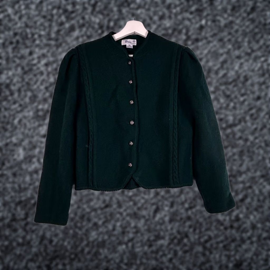 Vintage VINTAGE Deans Of Scotland Womens Green Wool Button-Up Cardigan Sweater Medium Size M / US 6-8 / IT 42-44 - 1 Thumbnail