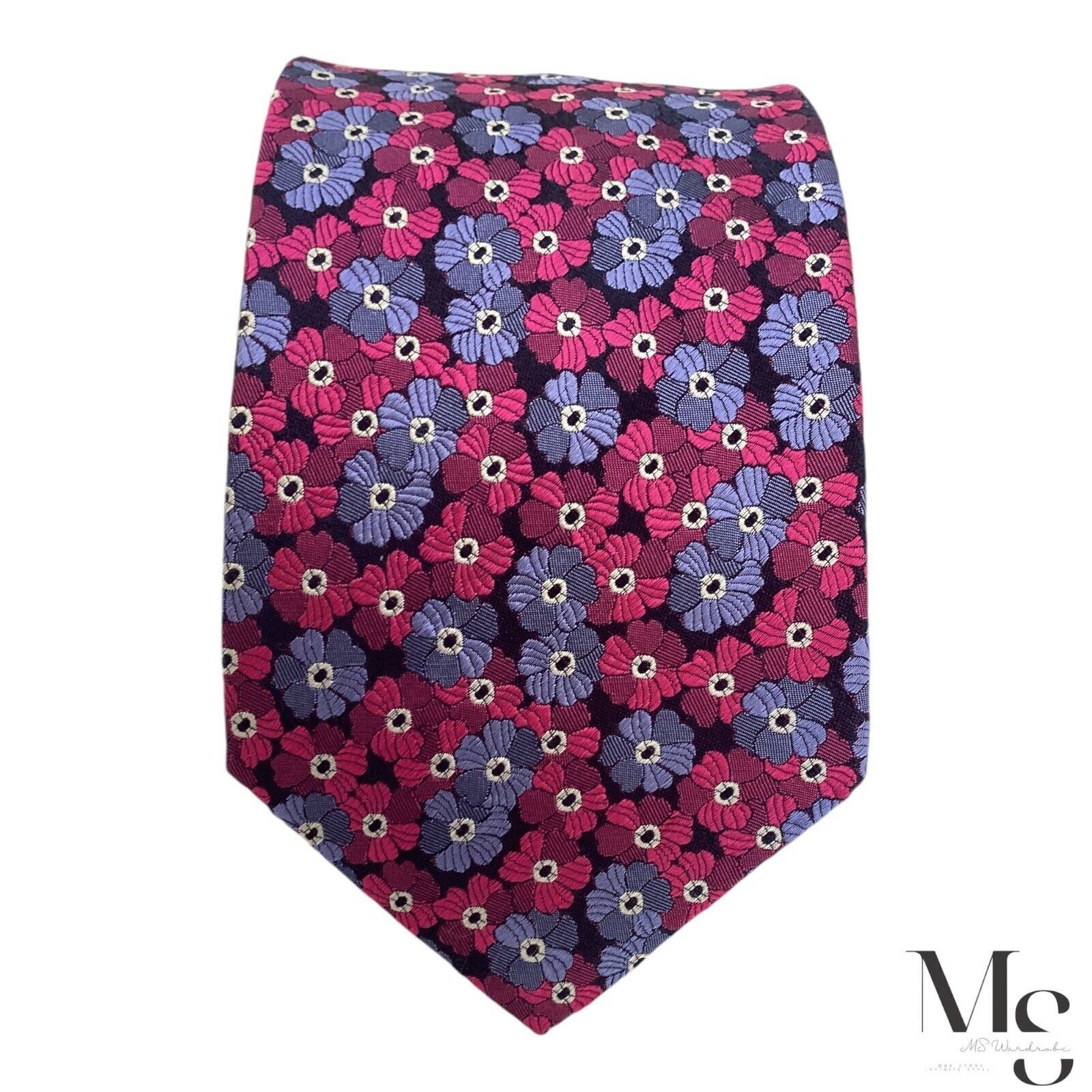 Faconnable FAÇONNABLE Current Purple Floral Silk Tie Made In Italy Size ONE SIZE - 3 Thumbnail