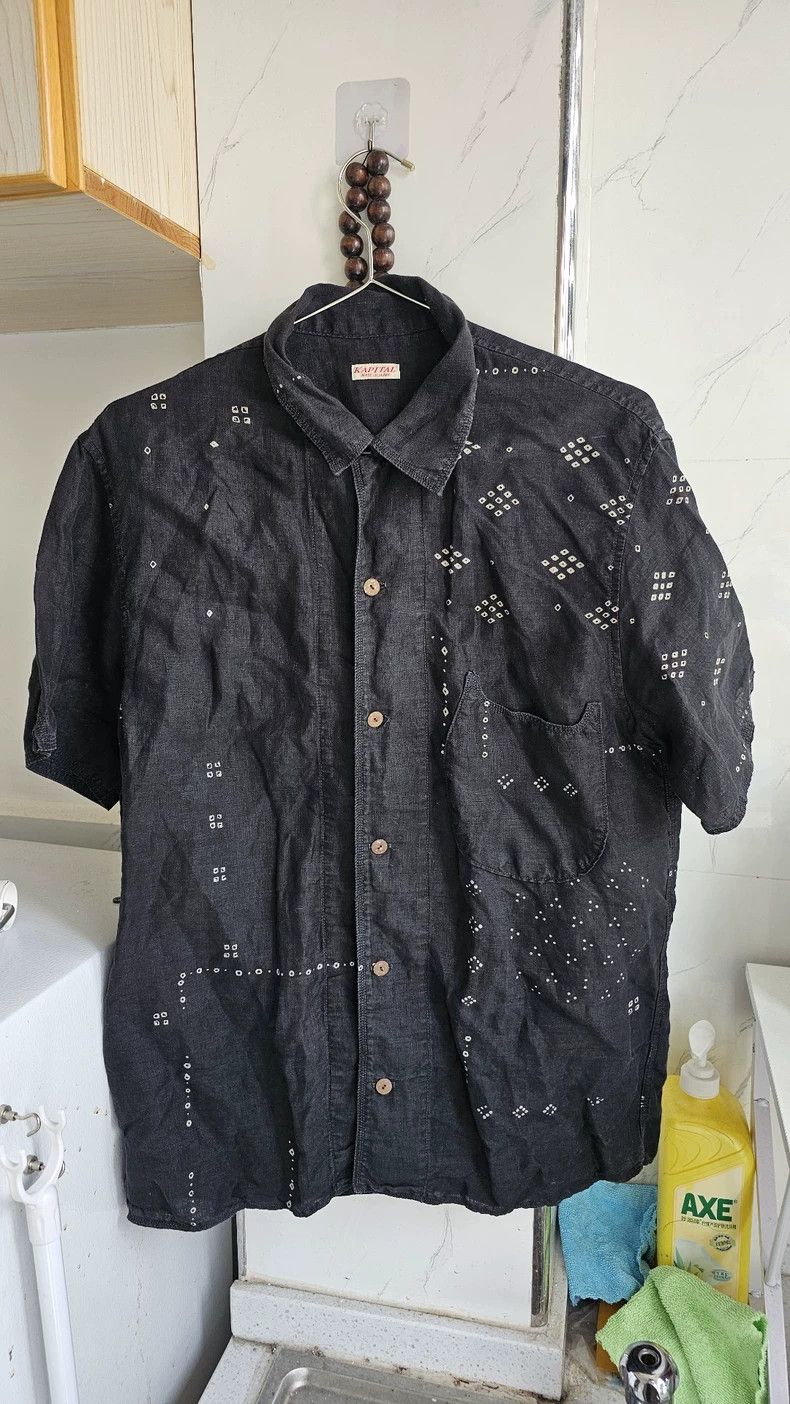 Kapital Kapital 21-year-old black linen short-sleeved shirt 2505-Ne Size US L / EU 52-54 / 3 - 1 Thumbnail