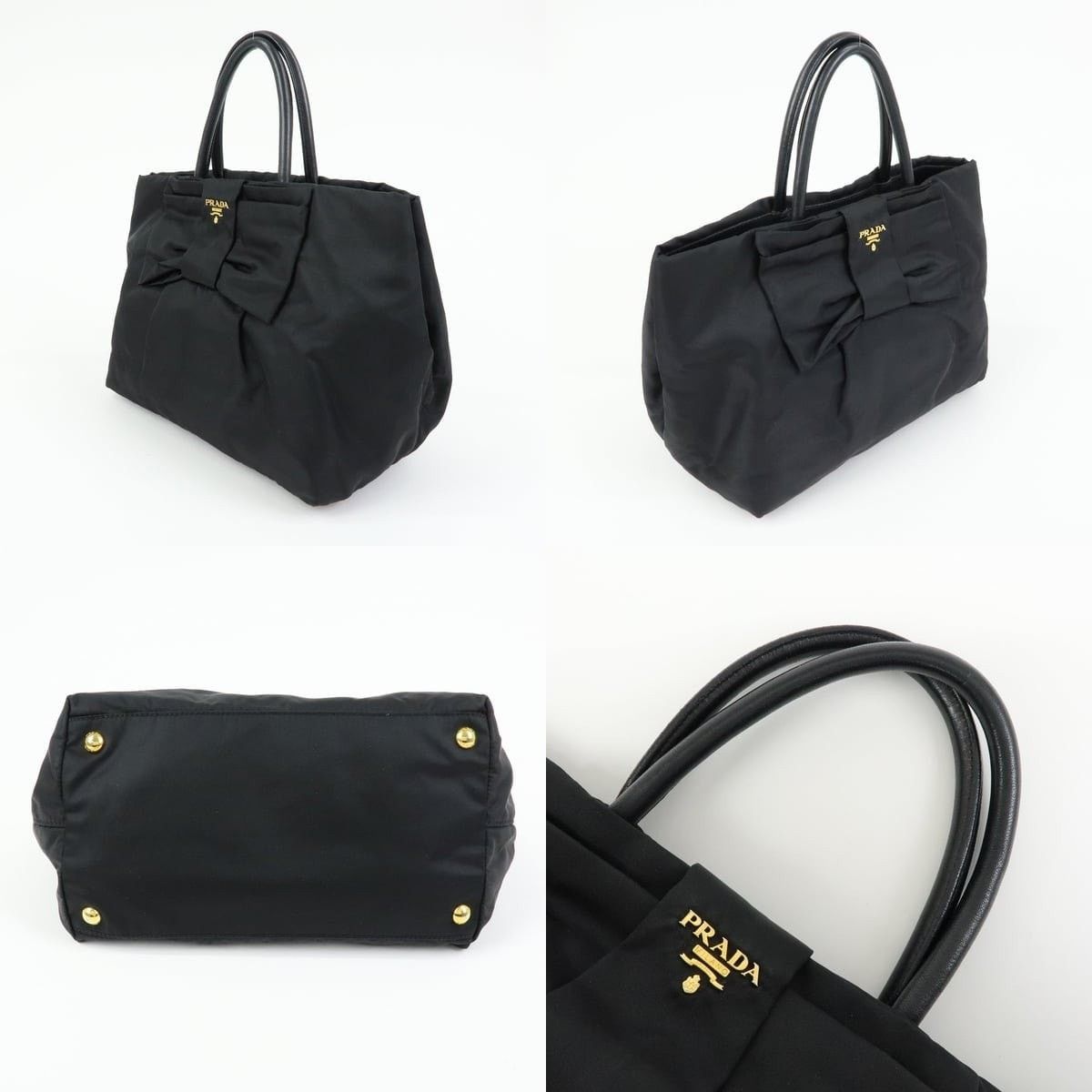 Prada Prada Bow Nylon Tote Black Size ONE SIZE - 3 Thumbnail