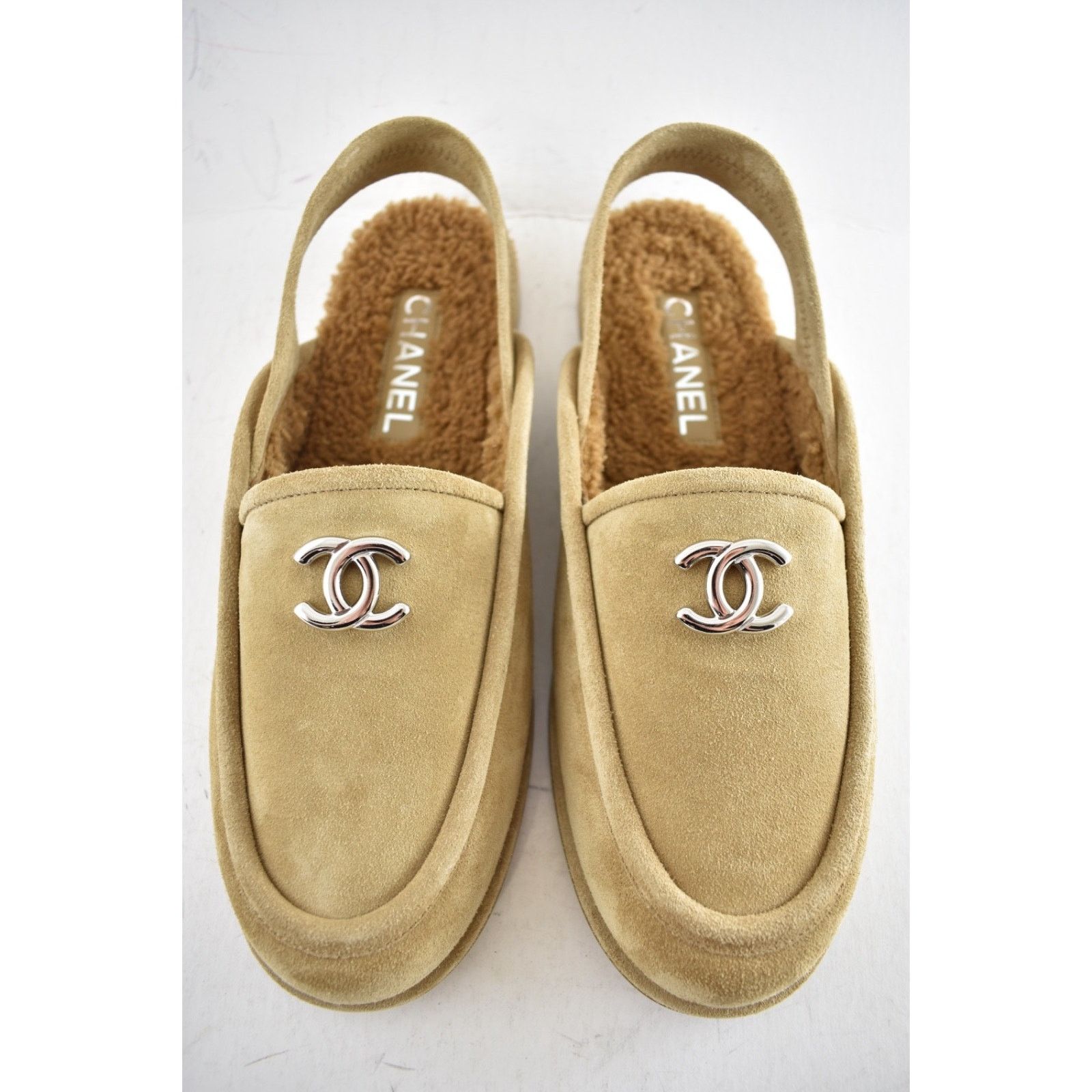 Chanel Chanel Dark Beige Suede Shearling Slingback Loafer Flat 41 Size US 10 / IT 40 - 4 Thumbnail