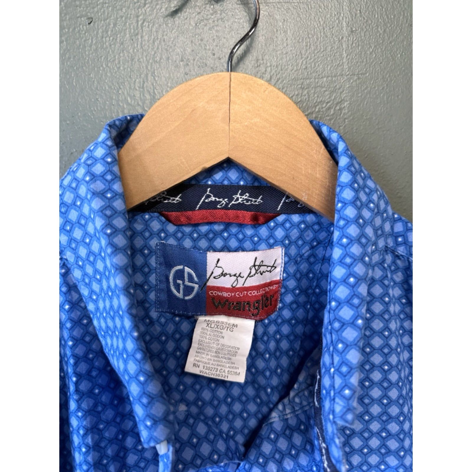 Wrangler Wrangler Mens Blue George Straight Long Sleeve Button-Up Shirt XL Size US XL / EU 56 / 4 - 3 Thumbnail