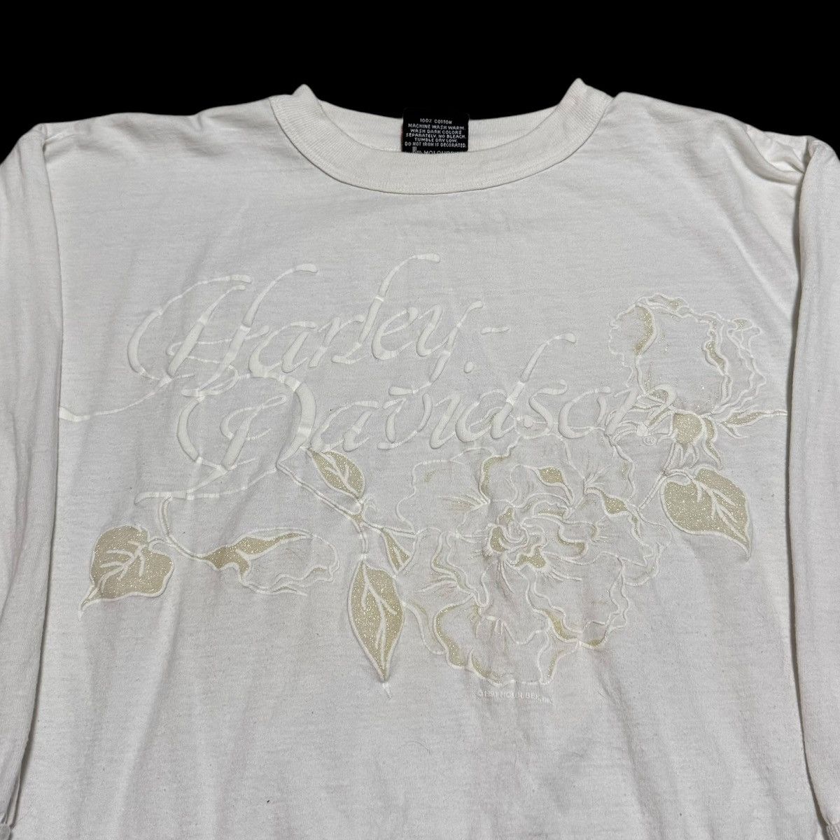 Harley Davidson × Vintage 1991 Harley Davidson Floral Lightweight Sweatshirt Boxy M Size M / US 6-8 / IT 42-44 - 2 Thumbnail