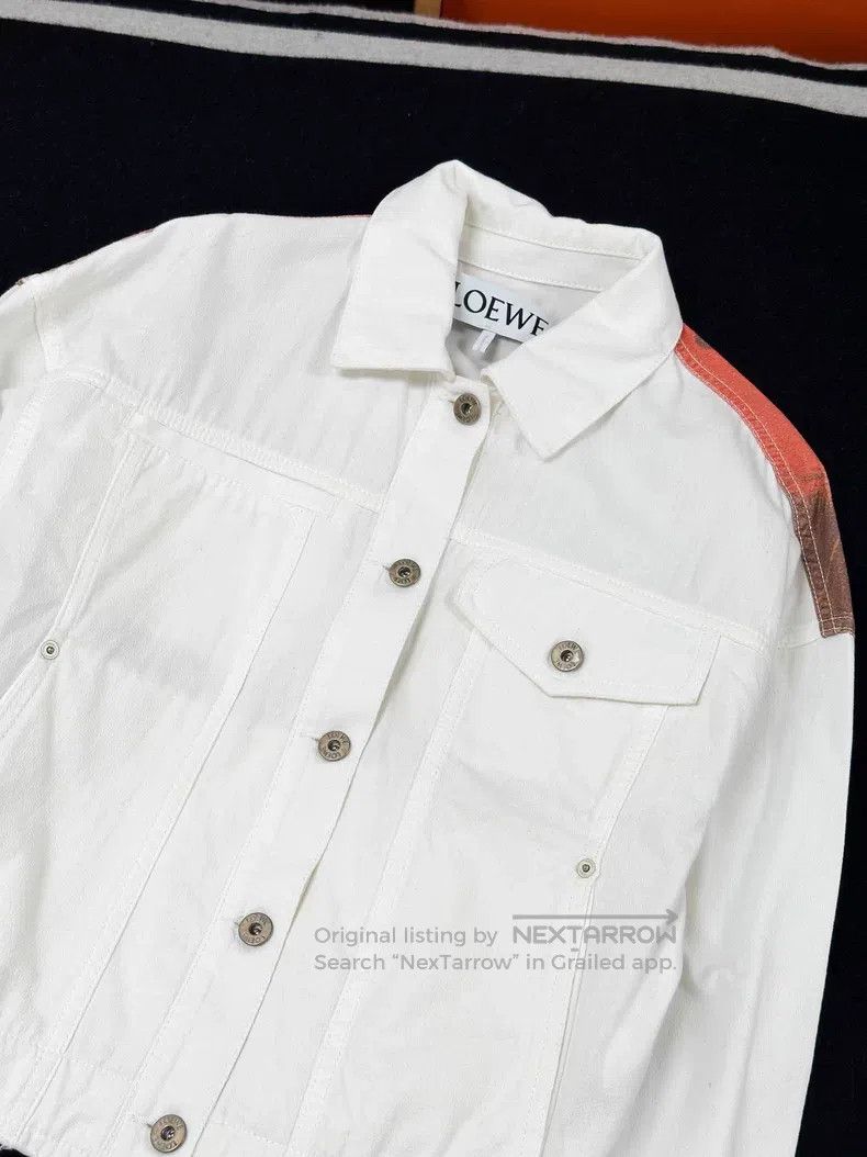 Loewe Loewe White Denim Jacket with Colorful Back Pattern Size XS / US 0-2 / IT 36-38 - 3 Thumbnail
