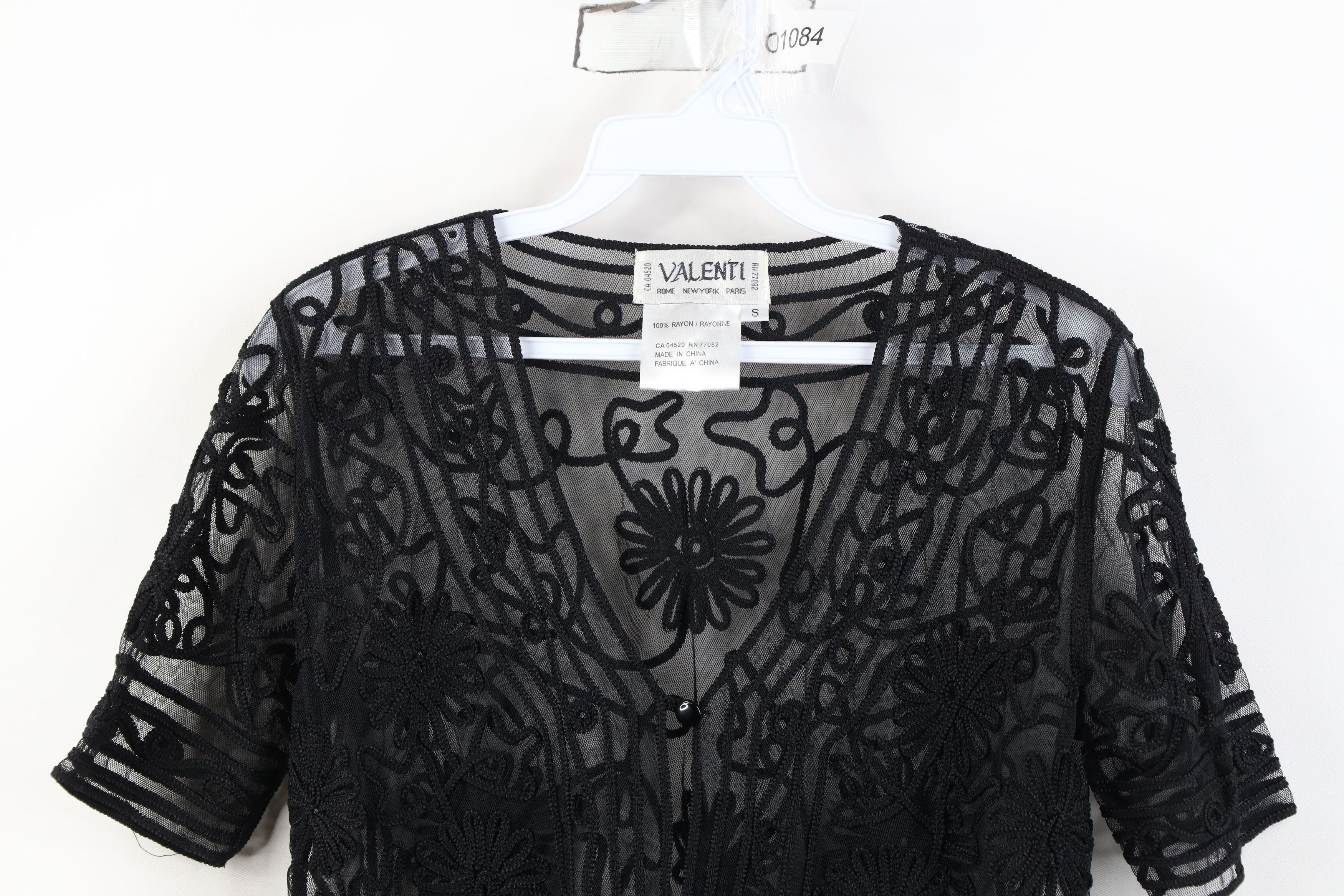 Vintage Vintage 90s Y2K Babydoll Flower Button Cardigan Shirt Black Size S / US 4 / IT 40 - 2 Thumbnail