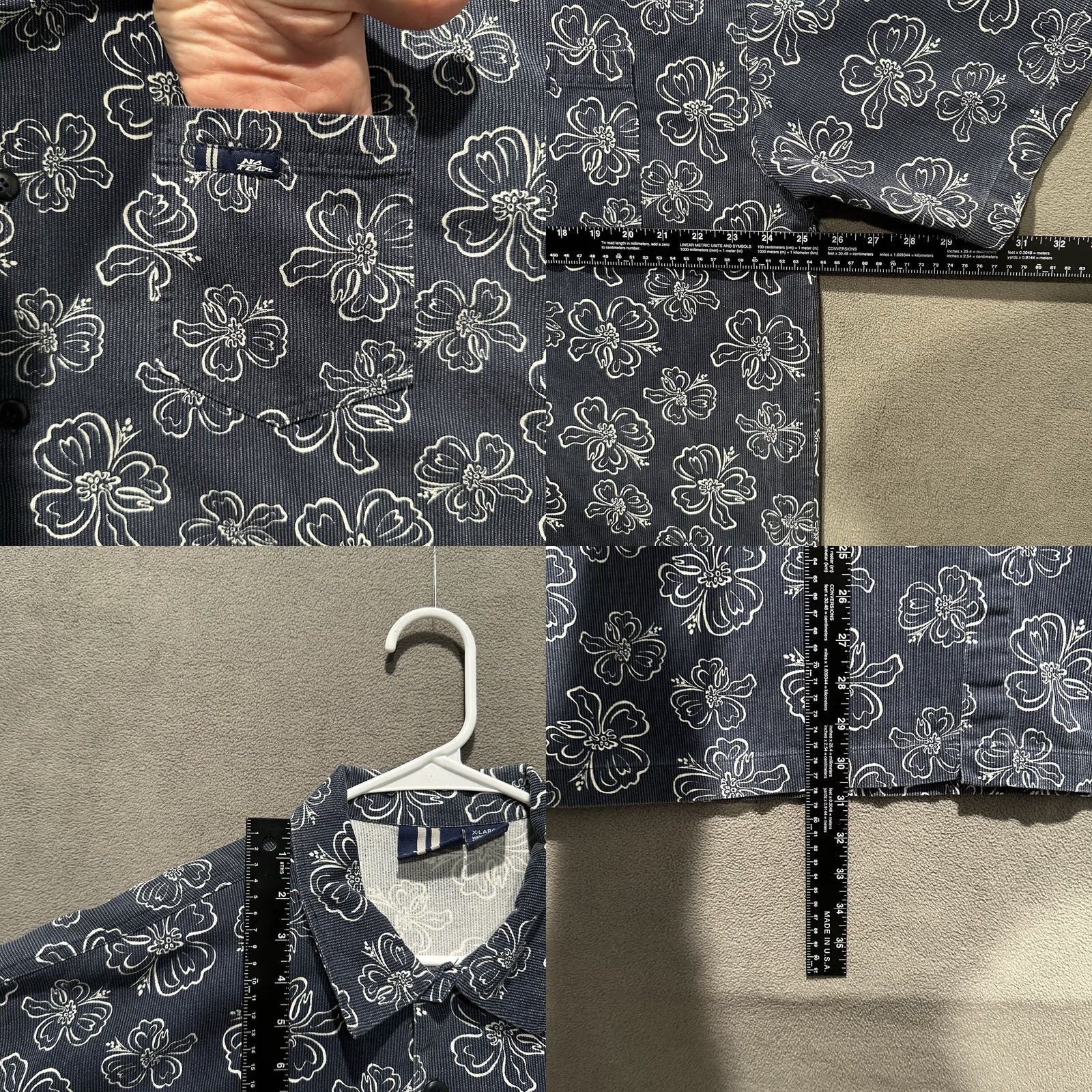 No Fear VINTAGE No Fear Shirt Mens XL Blue Hibiscus Floral Button Up Skate Made In USA Size US XL / EU 56 / 4 - 8 Thumbnail
