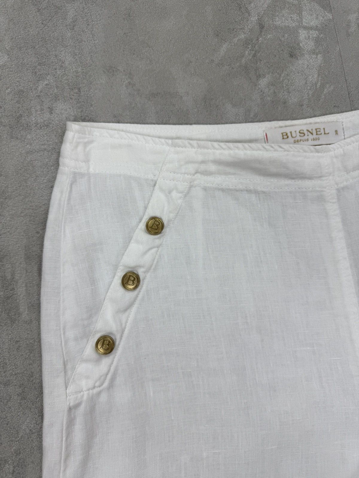 Designer BUSNEL Linen Shorts White Lino Summers Bermuda Womens Sz. 38 Size 26" / US 2 / IT 38 - 5 Thumbnail
