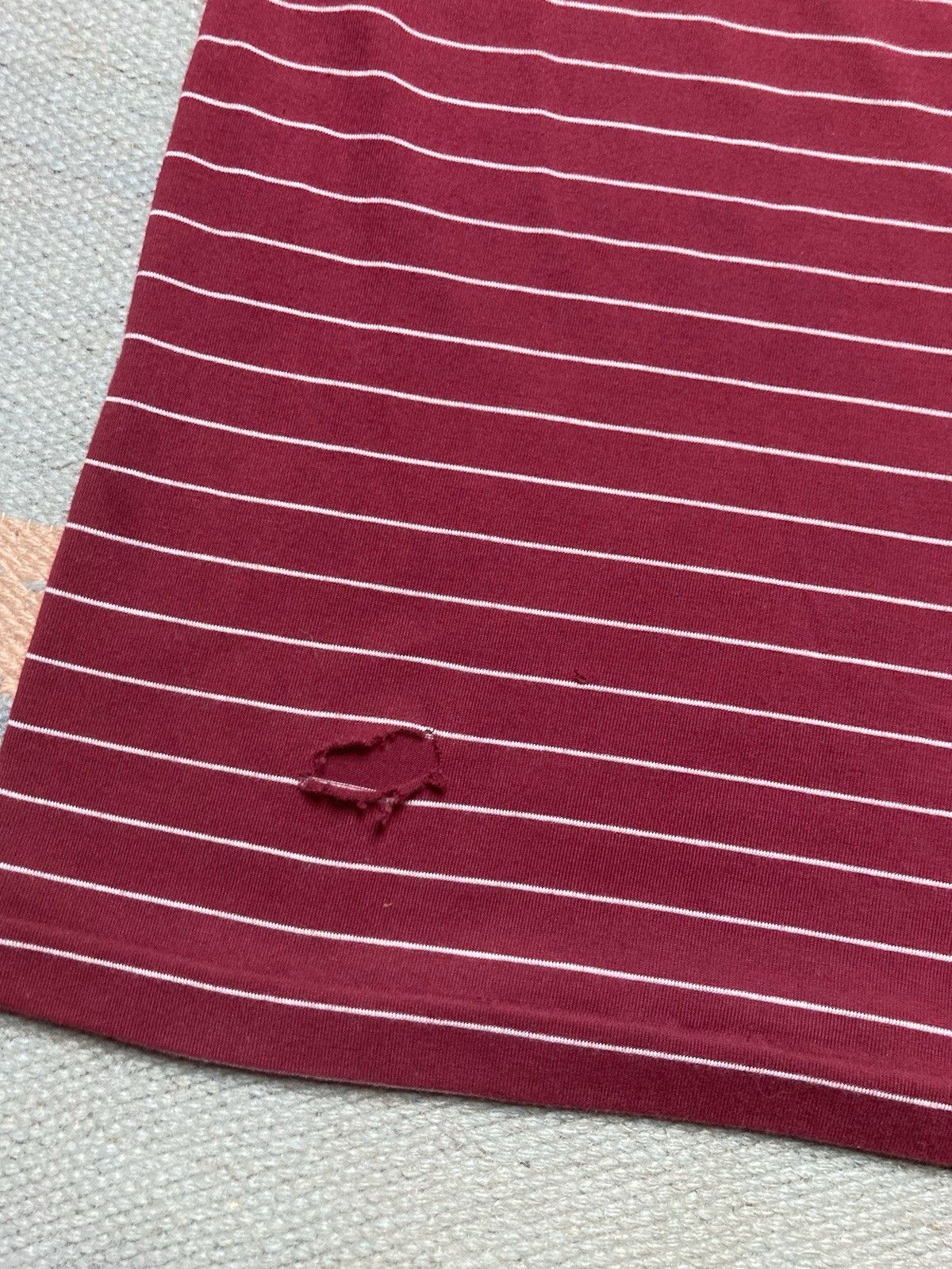 Vintage Vintage 80s polo shirt striped maroon red sears distressed L Size US L / EU 52-54 / 3 - 6 Thumbnail