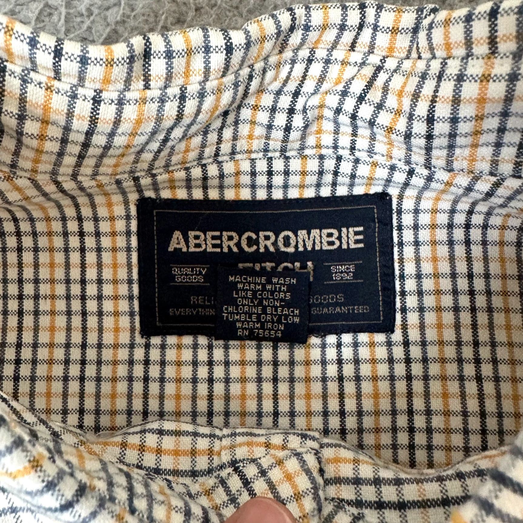 Abercrombie & Fitch VINTAGE Abercrombie & Fitch Shirt Mens XL White Twill Camp Check Button-Up Long Sleeve Collared Logo 90s Retro Preppy Casual Size US XL / EU 56 / 4 - 6 Thumbnail