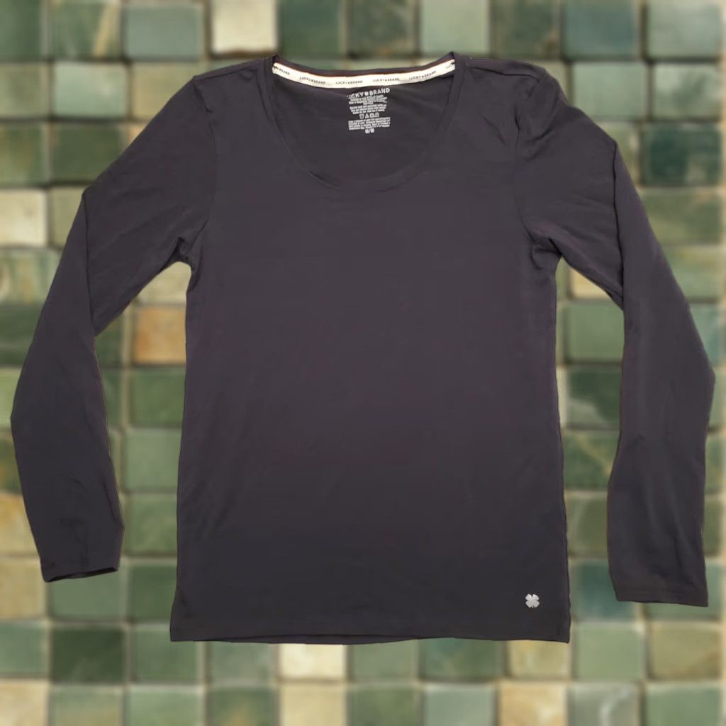 Lucky Brand Lucky Brand Shirt Womens Medium Black Performance Blend Stretch Long Sleeve TEE Size M / US 6-8 / IT 42-44 - 1 Thumbnail