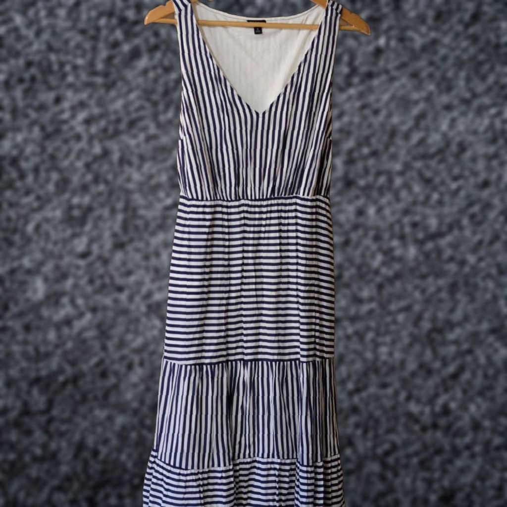 Torrid VINTAGE Torrid Navy & White StripeTiered Midi Dress Lined Women's Size 0 #H48-18 Size XS / US 0-2 / IT 36-38 - 1 Thumbnail