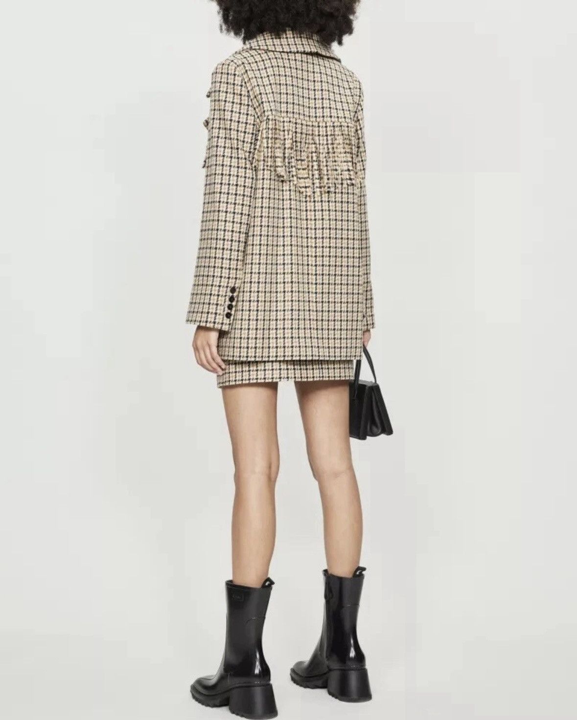 The Kooples The Kooples Patterned Formal Wool Jacket With Fringing Size XS / US 0-2 / IT 36-38 - 4 Thumbnail