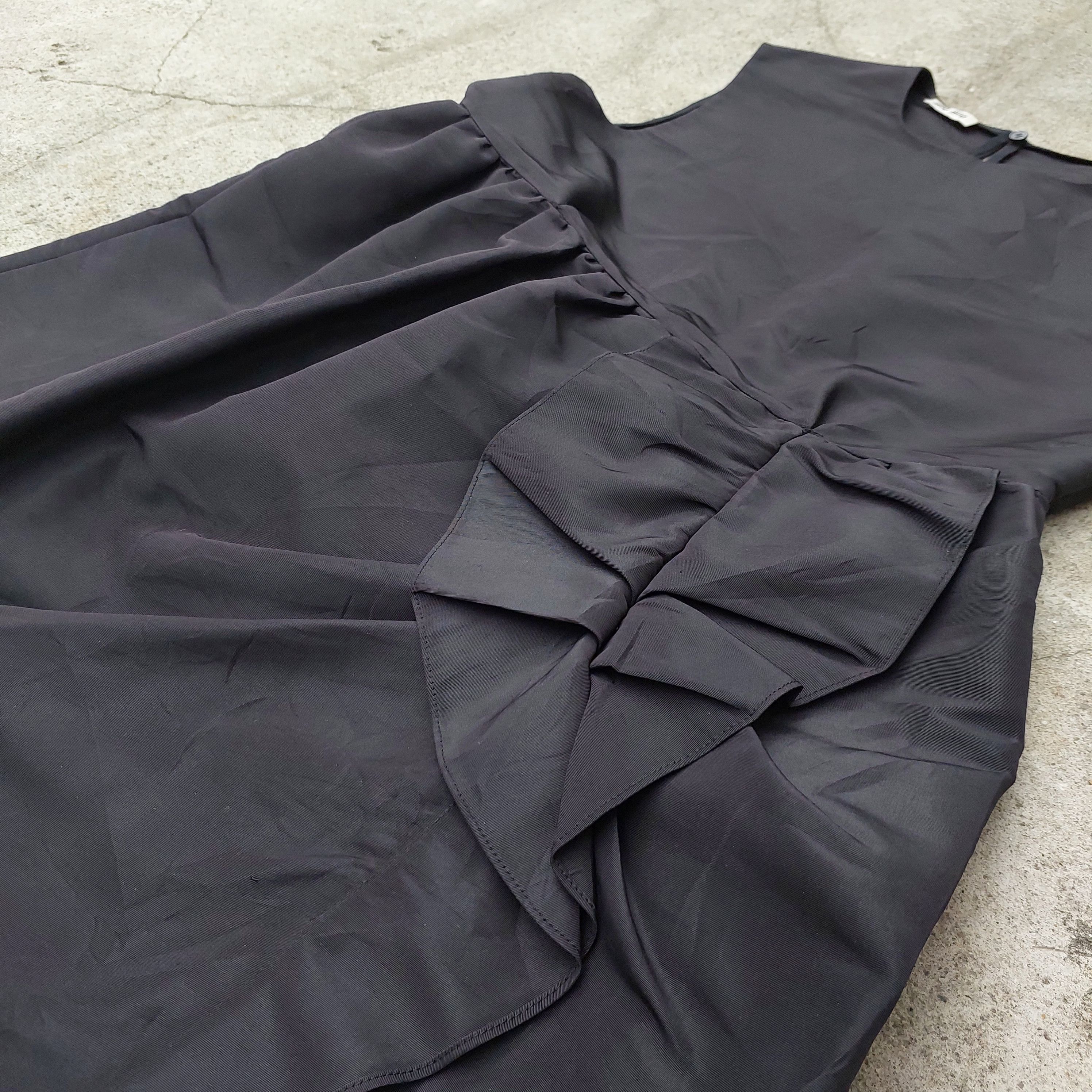 Miu Miu Miu Miu - Black Crumpled - Midi Dress Size XS / US 0-2 / IT 36-38 - 4 Thumbnail
