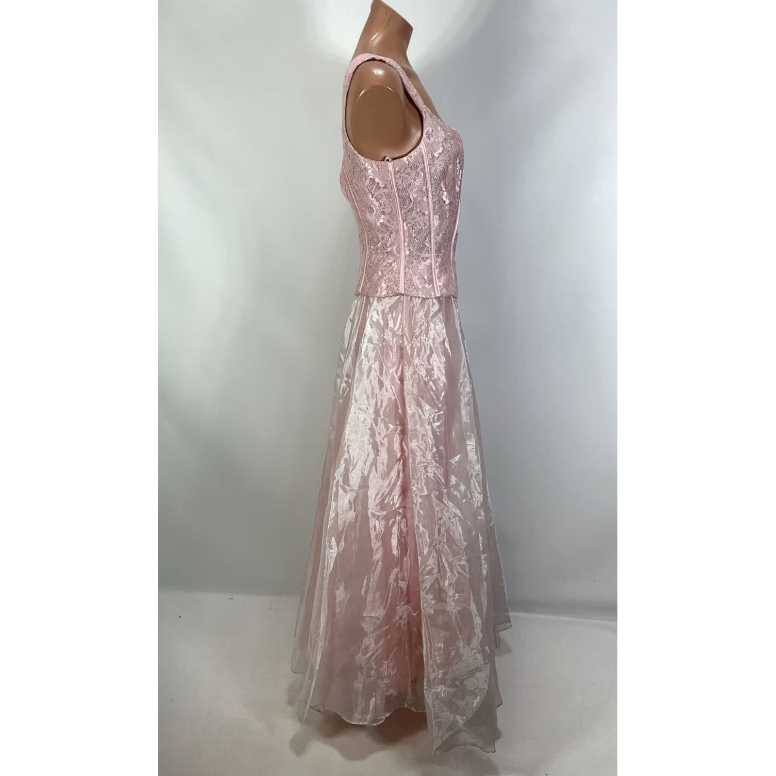 Speedo VINTAGE Aspeed Pink Lace Prom Dress Maxi Ball Gown Corset 90S Y2K Grunge Large Size L / US 10 / IT 46 - 6 Thumbnail