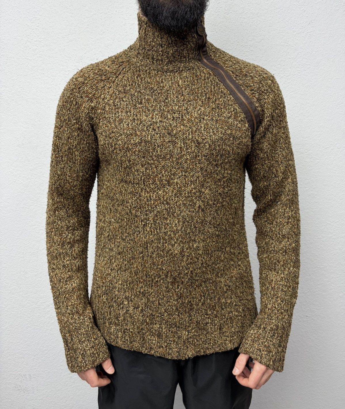 If Six Was Nine Asymmetric Rick Owens Vibe Zip High-Neck Knit Sweater Y2K Size US M / EU 48-50 / 2 - 1 Thumbnail