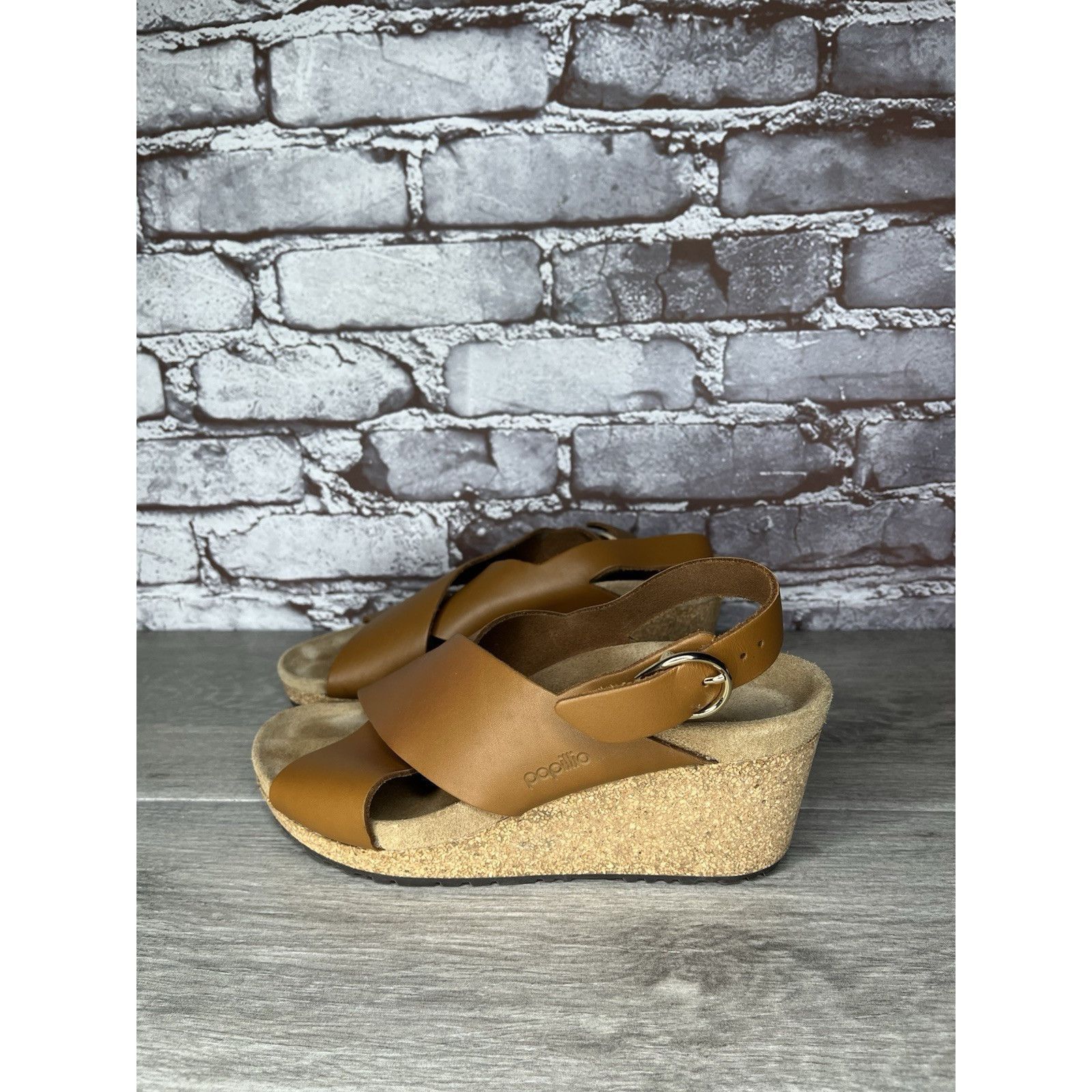 Birkenstock Birkenstock Papillio Samira Ginger Brown Leather Cork Wedges Size US 6.5 / IT 36.5 - 17 Thumbnail