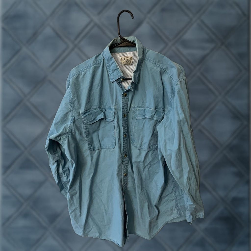 Vintage VINTAGE L.L. Bean Blue Fishing Shirt Mens Large Long Sleeve Button-Up Collared Regular Fit Outdoor USA Size US L / EU 52-54 / 3 - 1 Thumbnail