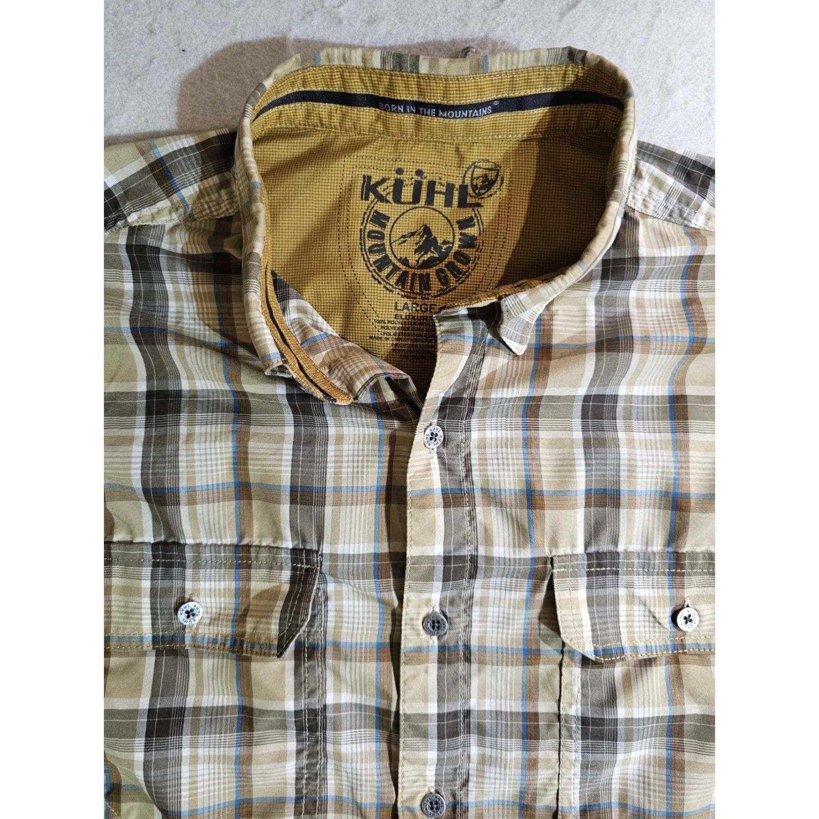 Vintage Kuhl Konquer Shirt Beige Plaid Button-Up Short Sleeve Eluxur Outdoor Mens Sz Lg Size US L / EU 52-54 / 3 - 3 Thumbnail