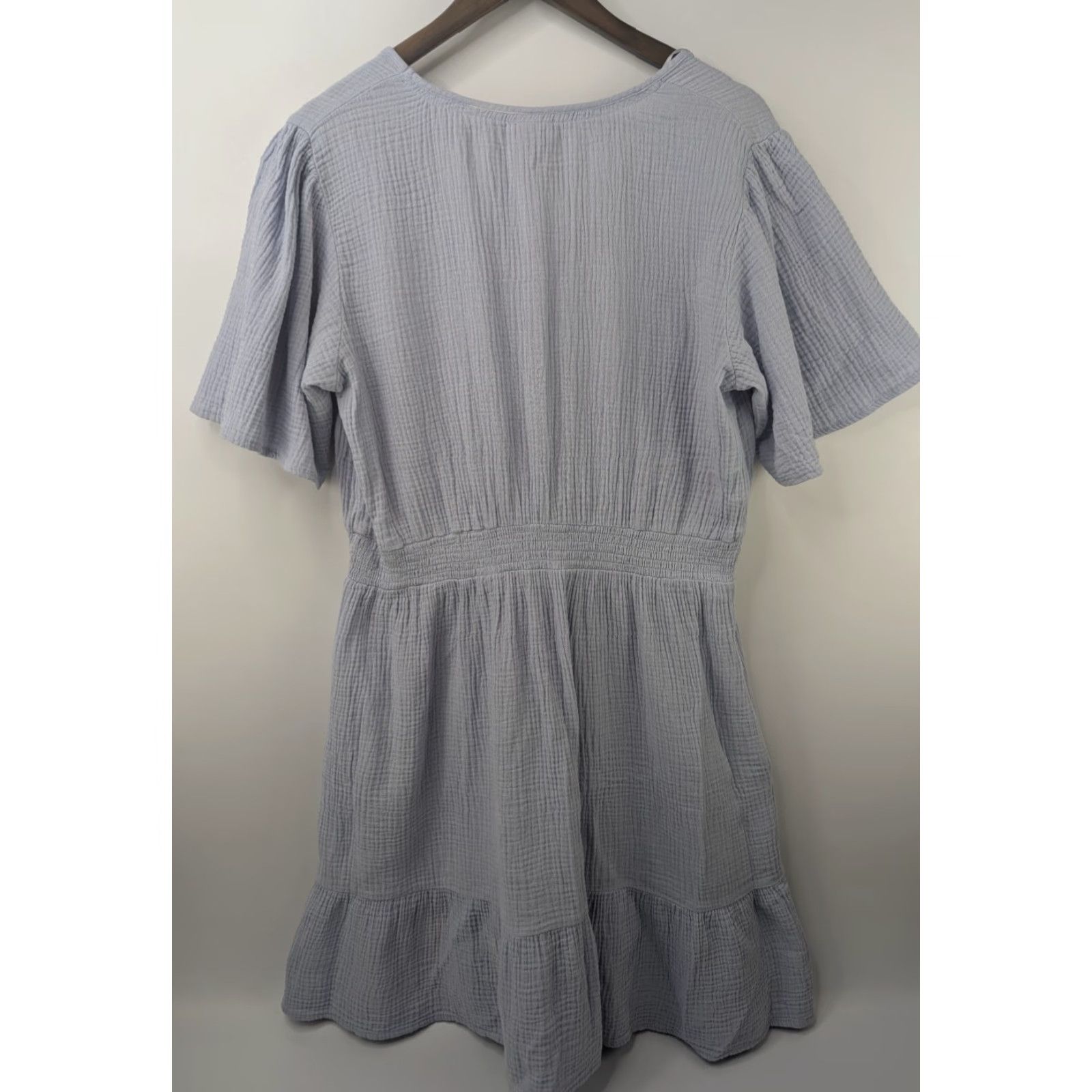 Vintage Knox Rose Womens Dress Blue Short Sleeve Casual Gauze A-Line Peasant L Size 36" / US 14 / IT 50 - 4 Thumbnail