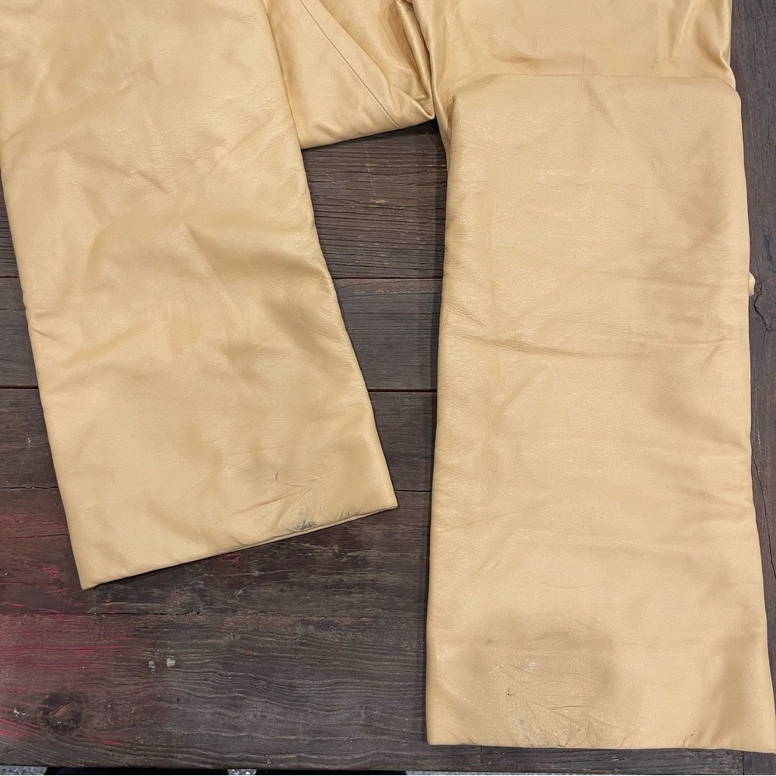 Sportmax SPORTMAX Slim-fit trousers lamb leather turn-up detail cream Size 27" / US 4 / IT 40 - 6 Thumbnail