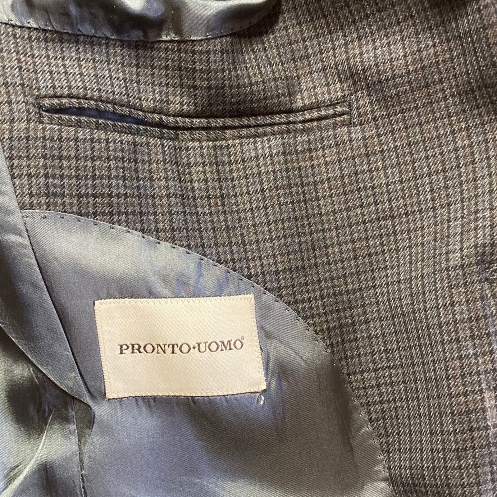 Pronto Uomo Pronto Uomo Mens Size 36 S Gray Herringbone Wool Blazer Size 36S - 5 Thumbnail