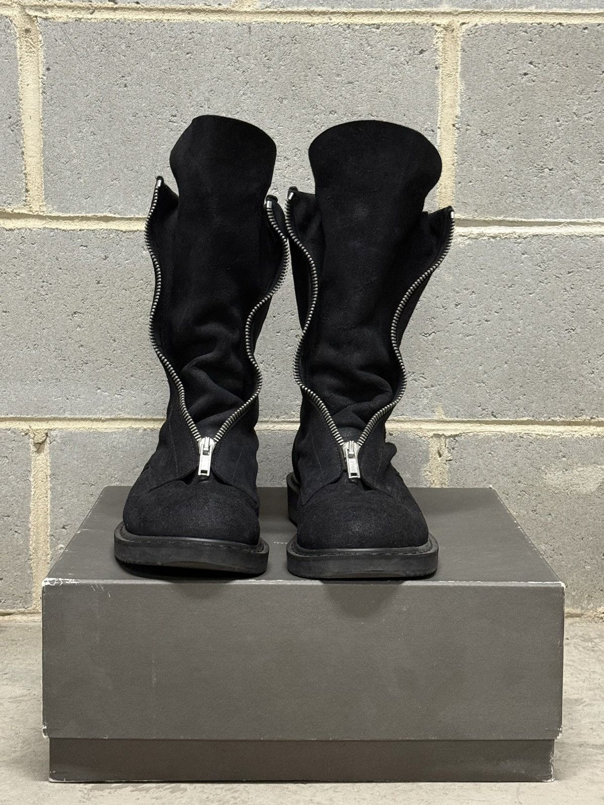 Rick Owens Suede Creeper Basket Mohawk Boots