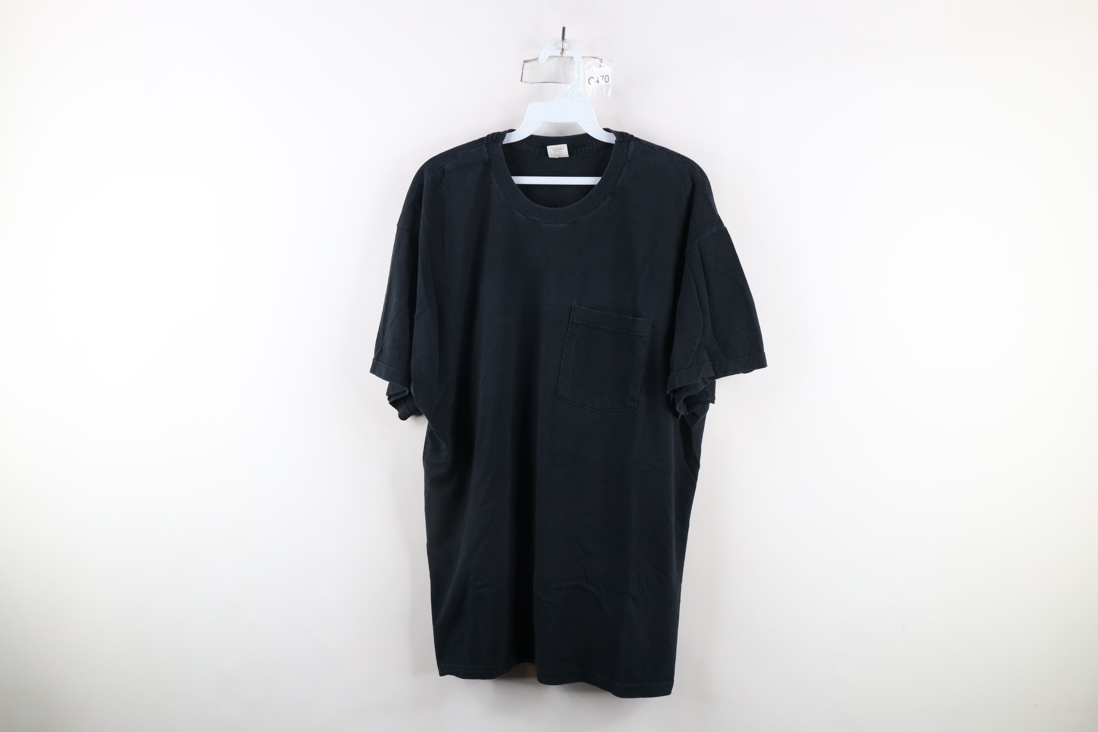 Vintage Vintage 90s Streetwear Blank Pocket T-Shirt Black Cotton Size US XL / EU 56 / 4 - 1 Thumbnail