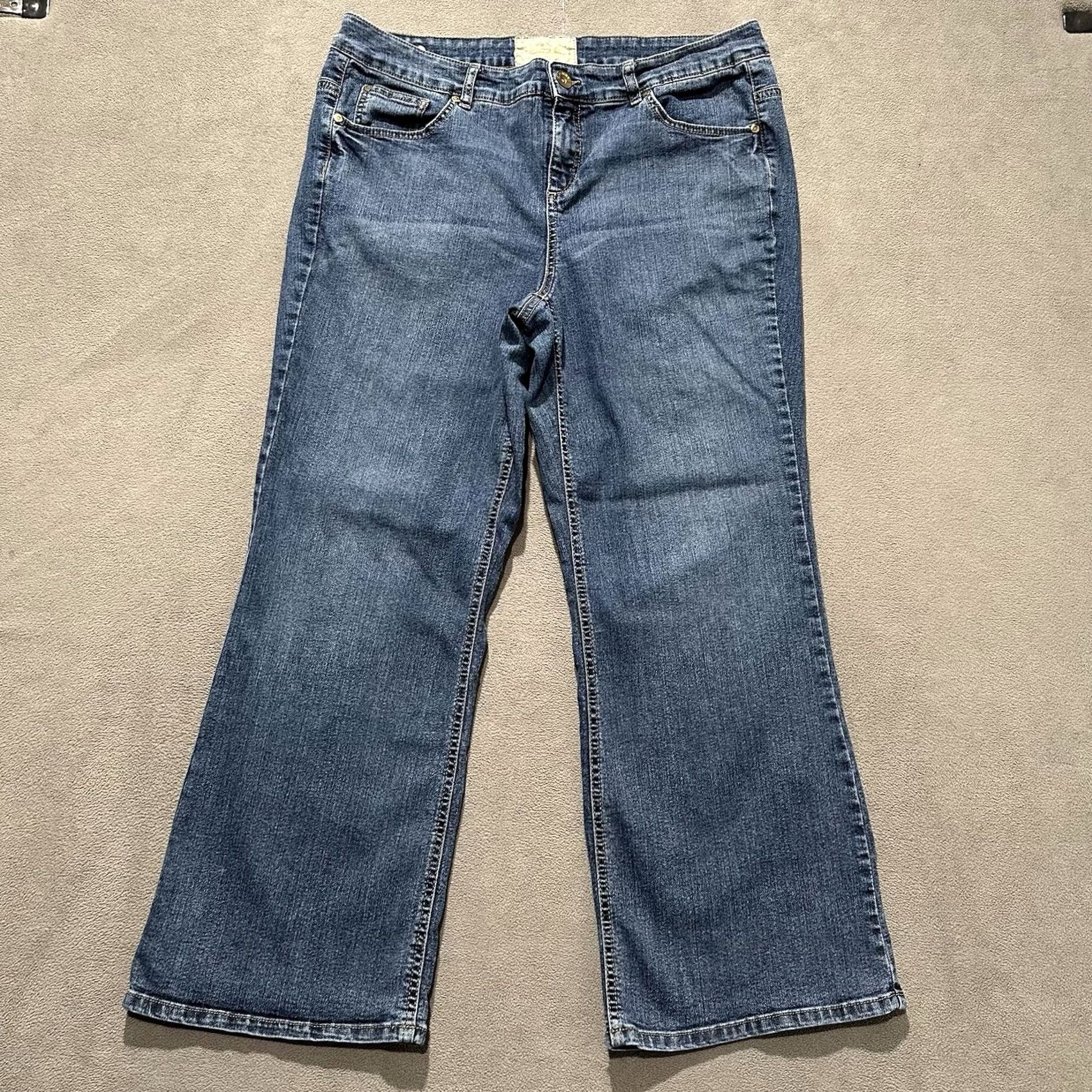 Denime Ruff Hewn Jeans Womens 16W Blue Denim Bootcut Stretch EUC Regular 5-Pocket Rise High Inseam 28in 36in Waist Plus Sized Girls? Size 38" / US 16 / IT 52 - 2 Thumbnail