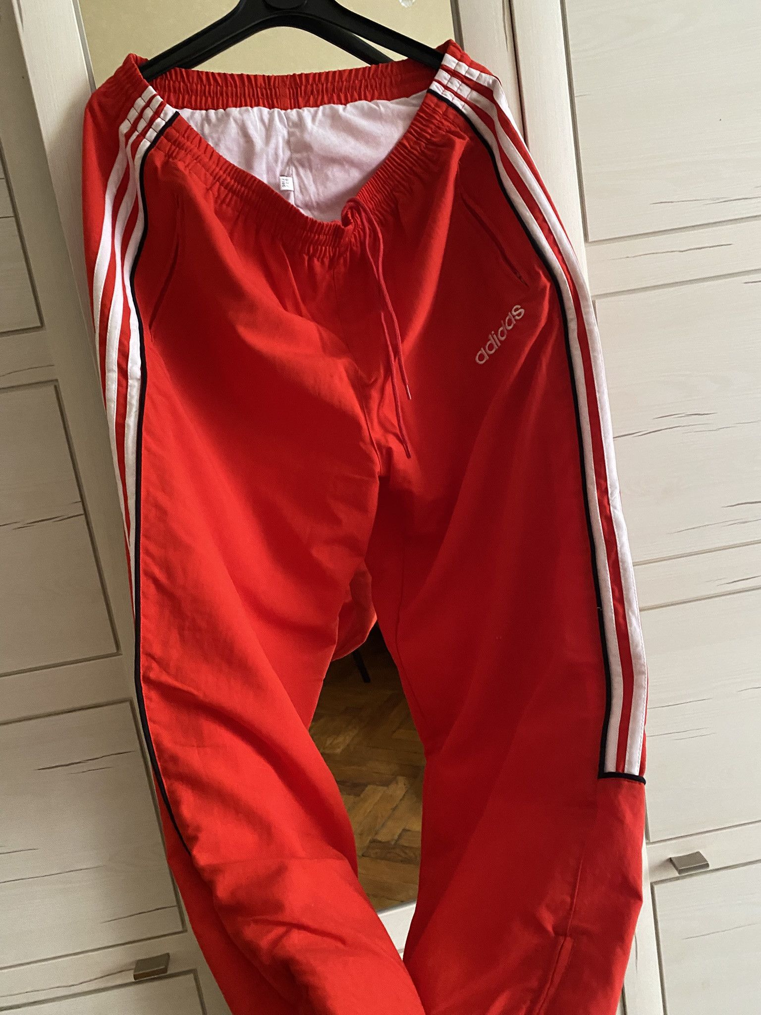 Adidas Adidas Track Pants Red Triple Stripe Vintage 80s Size US 34 / EU 50 - 2 Thumbnail