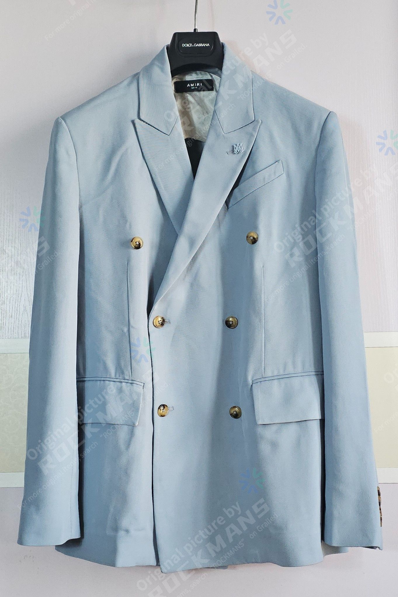 Amiri Amiri Men Double Breasted Baby Blue Blazer Jacket Size 52 Size 52L - 1 Thumbnail