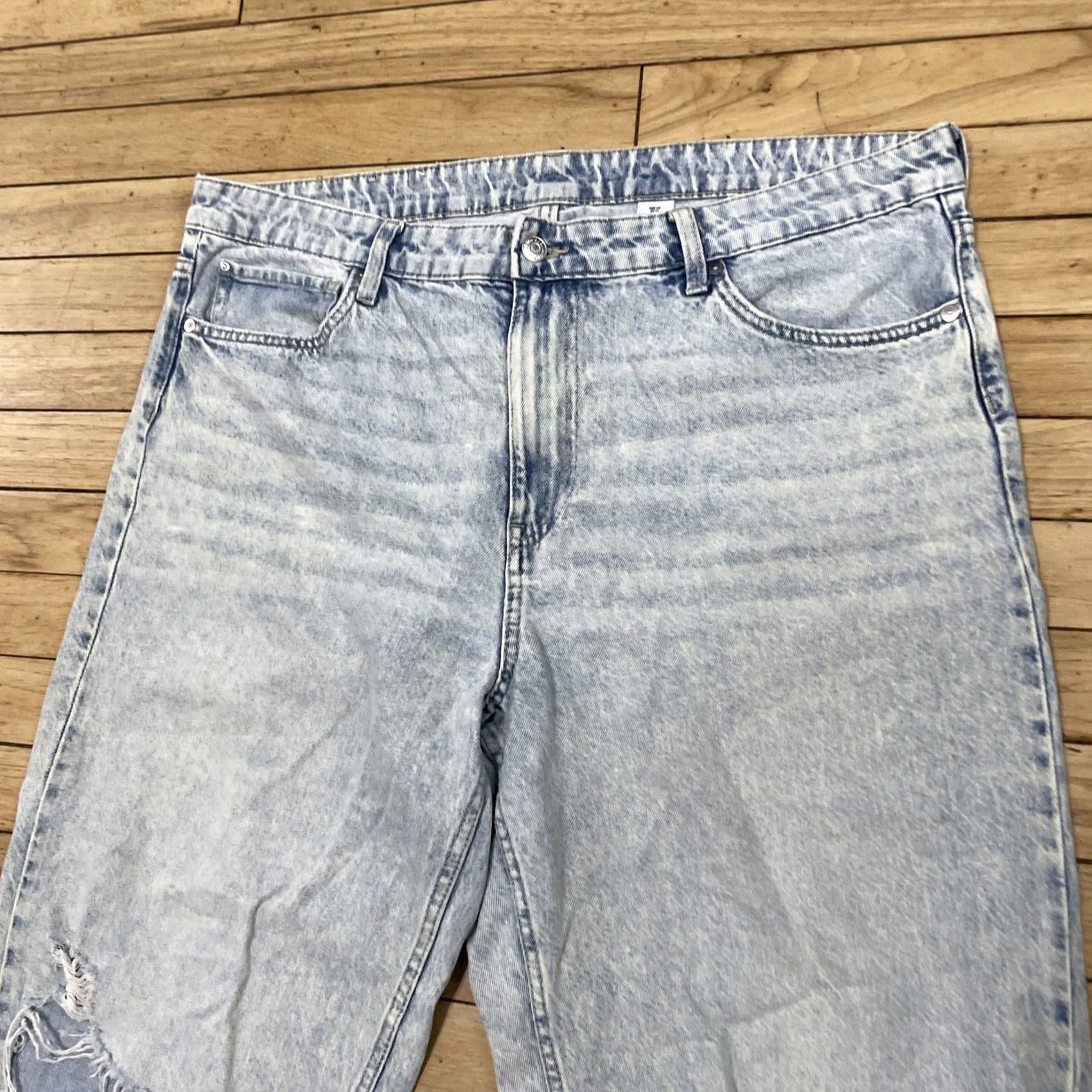 Denime &Denim Jeans Women 16 Y2k Distressed High Waist Loose Straight Light Blue 38x29 Jeans Size 38" / US 16 / IT 52 - 4 Thumbnail