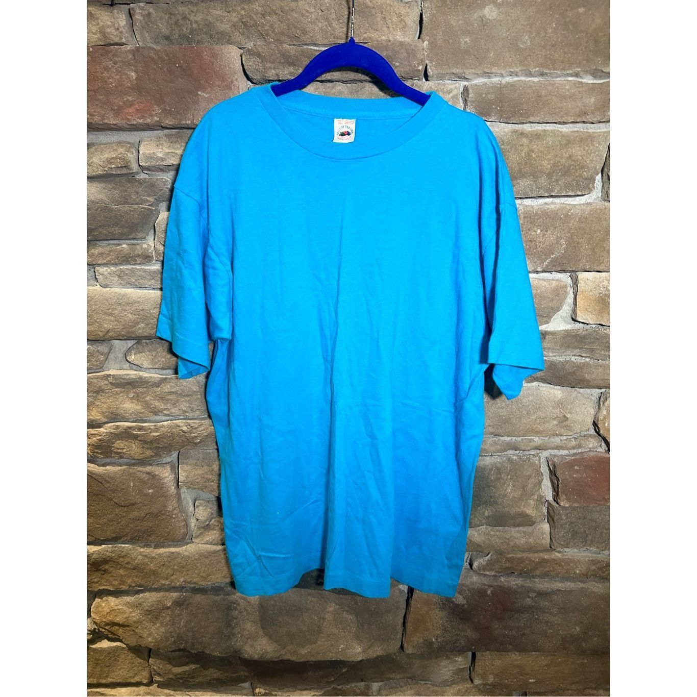 Fruit Of The Loom Vintage 1990s single stitched women’s fruit of loom blue bla Size US XL / EU 56 / 4 - 1 Thumbnail