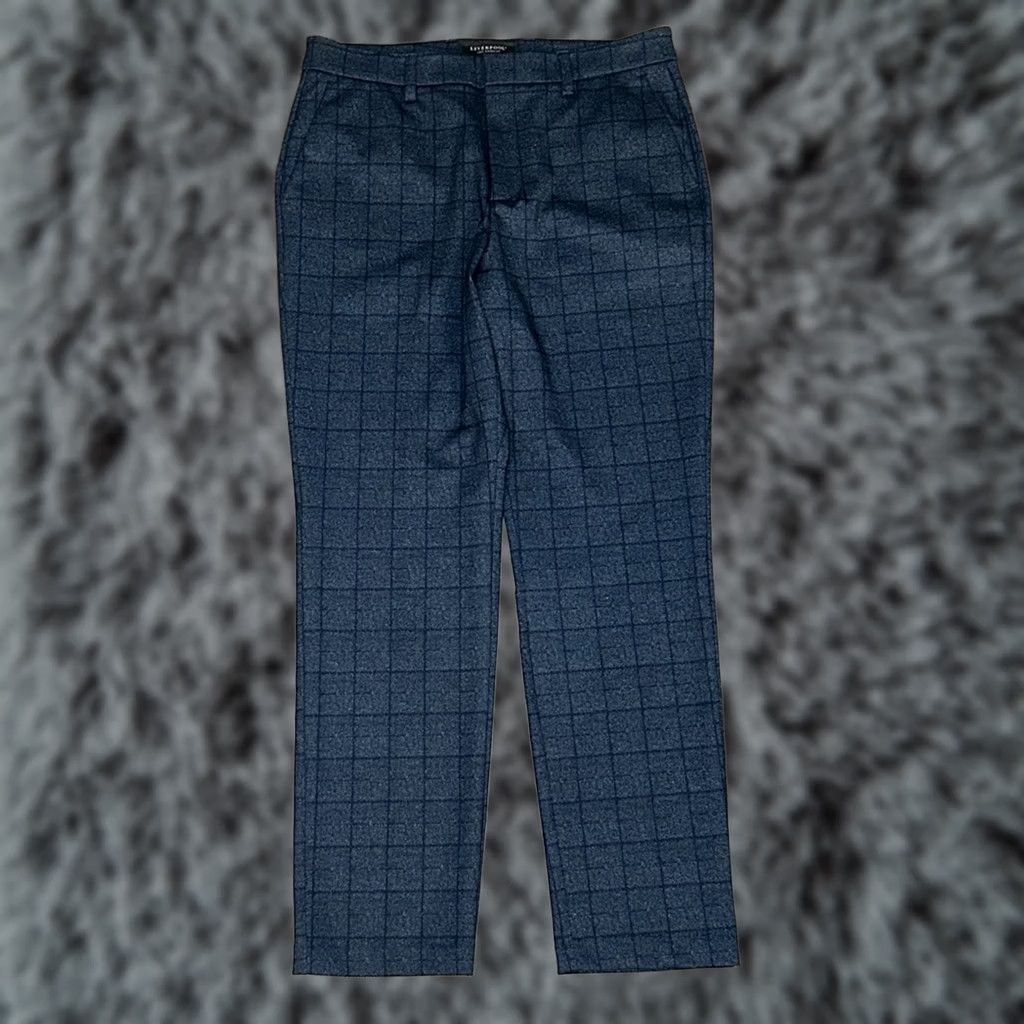 Vintage VINTAGE Liverpool Navy Windowpane Trouser Pants NWOT 34x32 Men Chino 34 Navy Mens Size US 34 / EU 50 - 1 Thumbnail